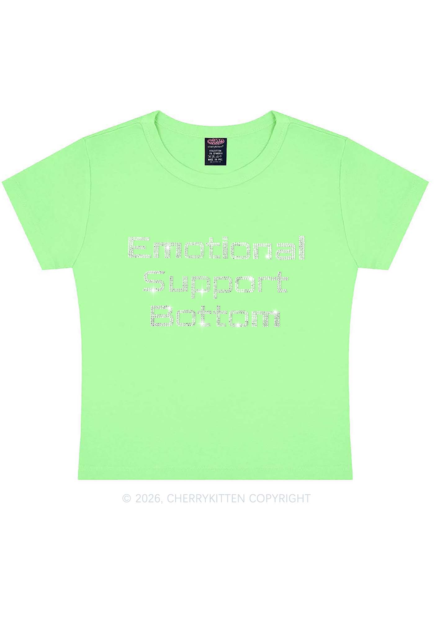 Rhinestone Emotional Support Bottom Pride Y2K Baby Tee Cherrykitten