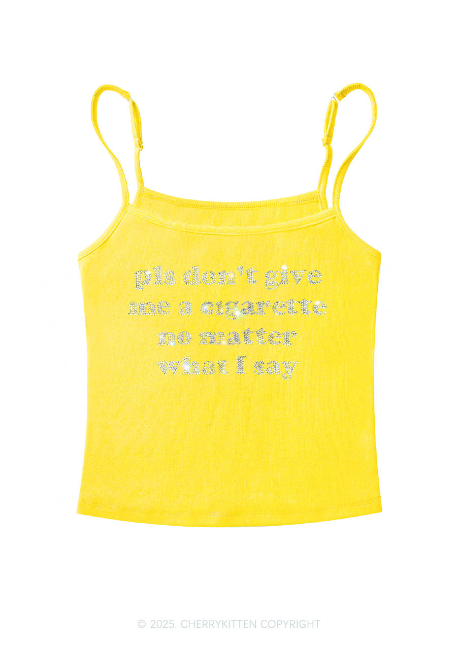 Rhinestone Dont Give Me Cigarette Y2K Spaghetti Strap Cami Cherrykitten