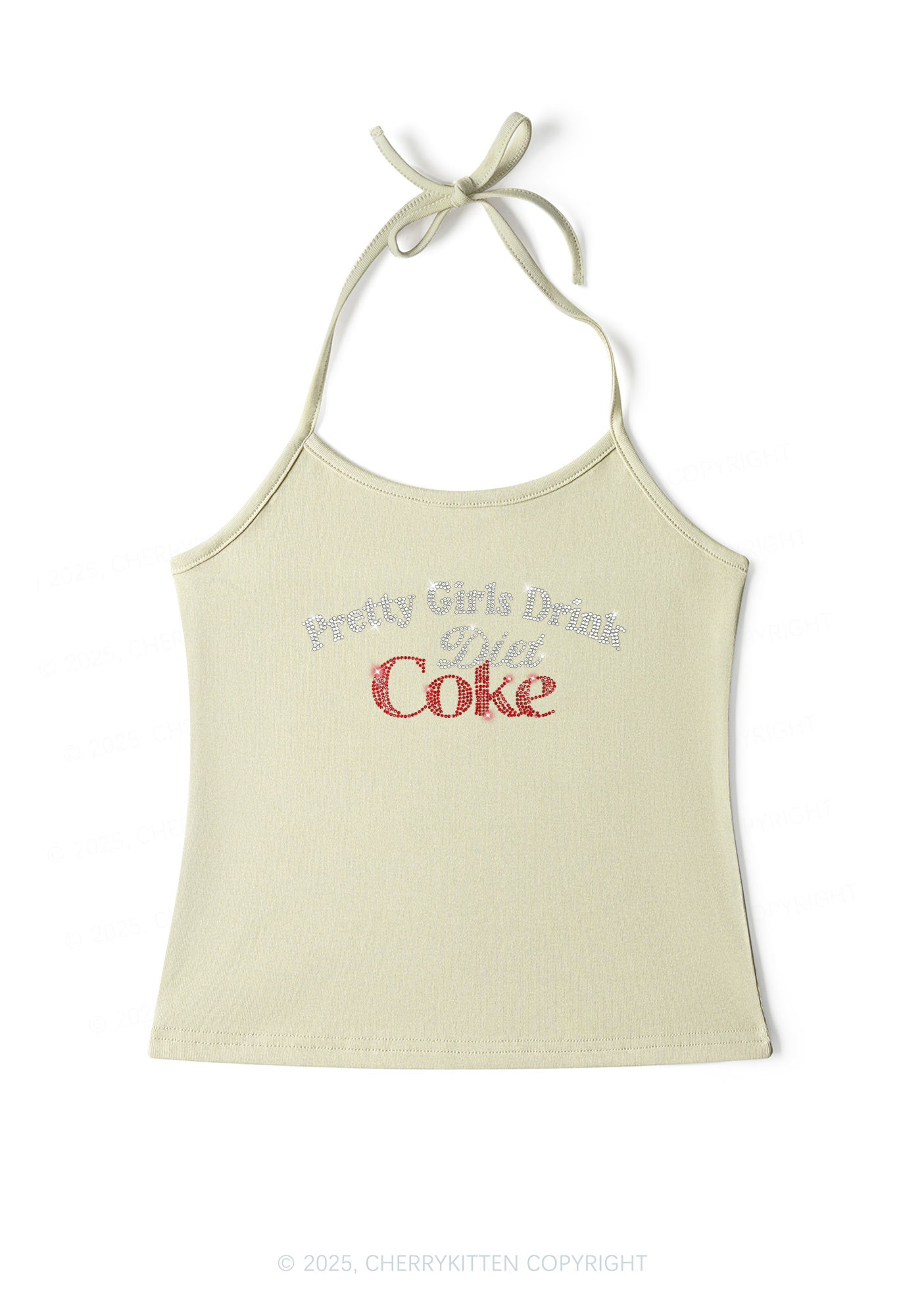Rhinestone Pretty Girls Drink Diet Coke Y2K Halter Neck Cami Cherrykitten