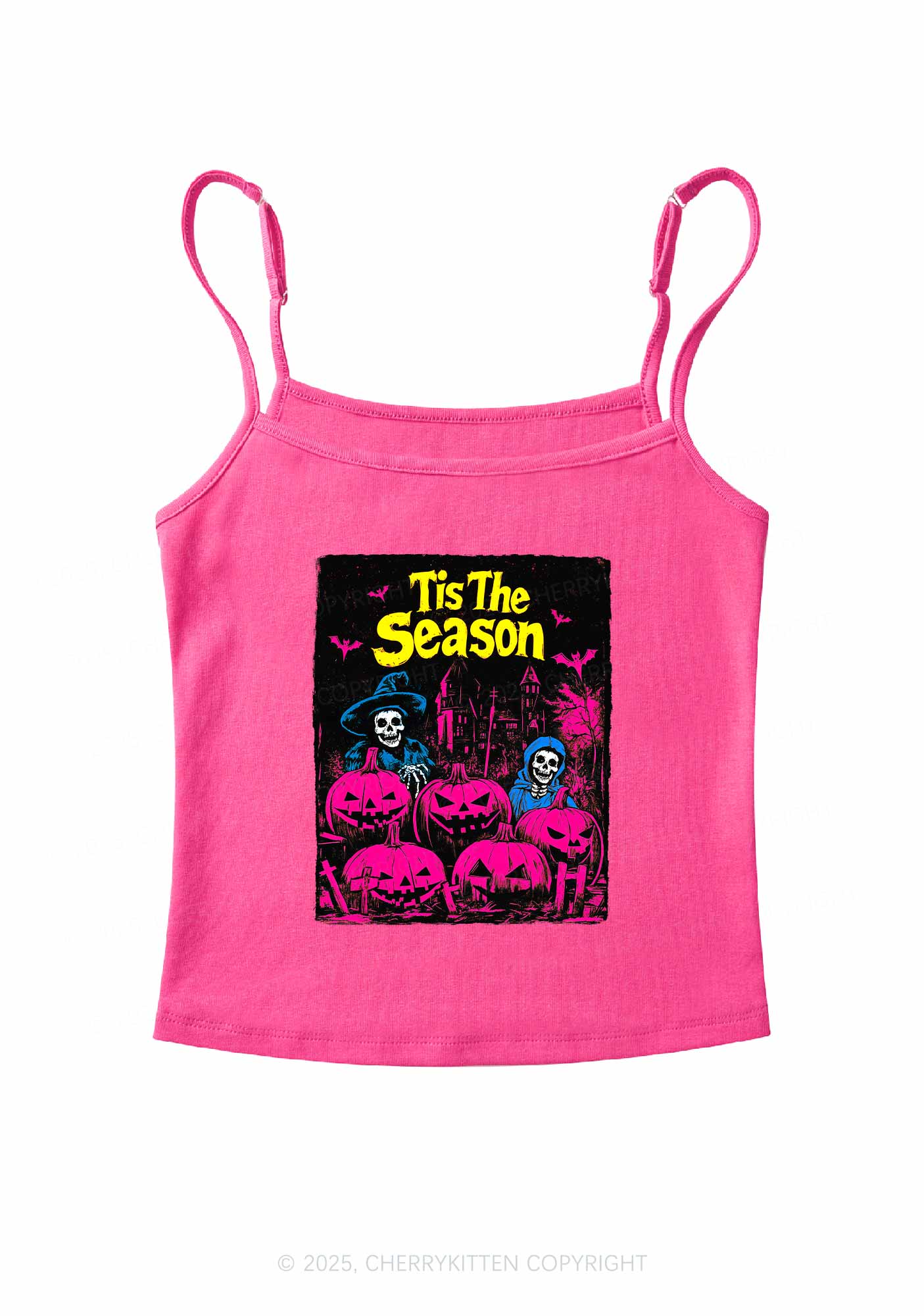 Halloween Tis The Season Skull Y2K Spaghetti Strap Cami Cherrykitten