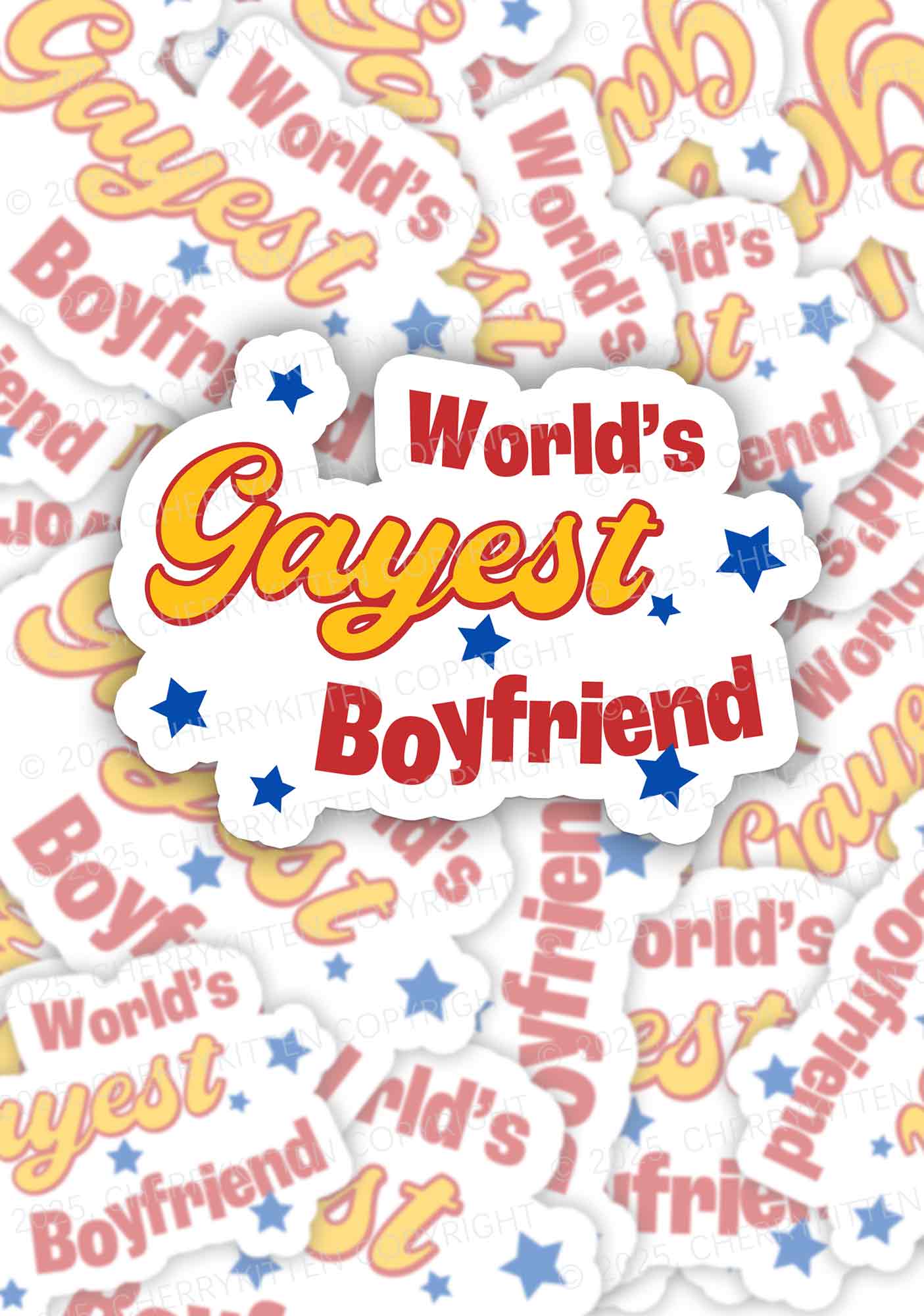 Worlds Gayest Boyfriend Pride 1Pc Y2K Sticker Cherrykitten