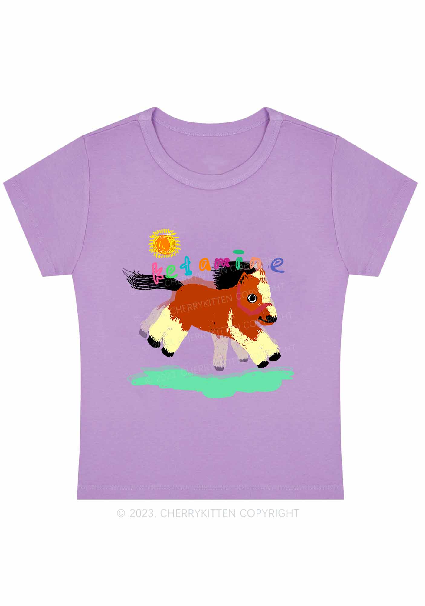 Delusional K Horse Y2K Baby Tee Cherrykitten