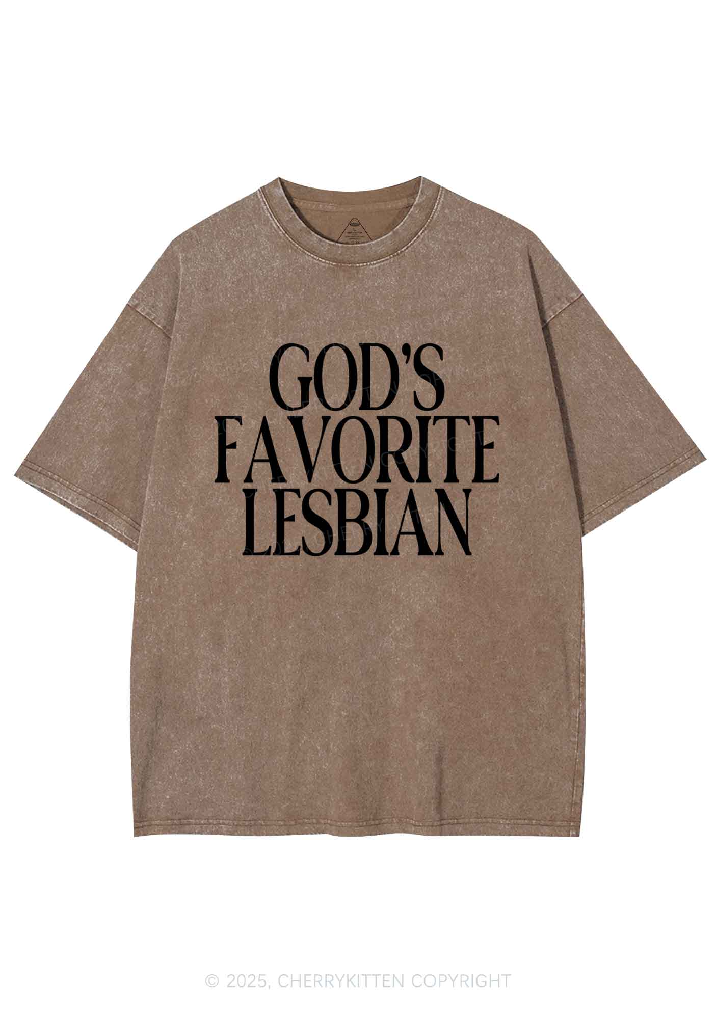 Gods Favorite Lesbian Pride Y2K Shirts Washed Tee Cherrykitten