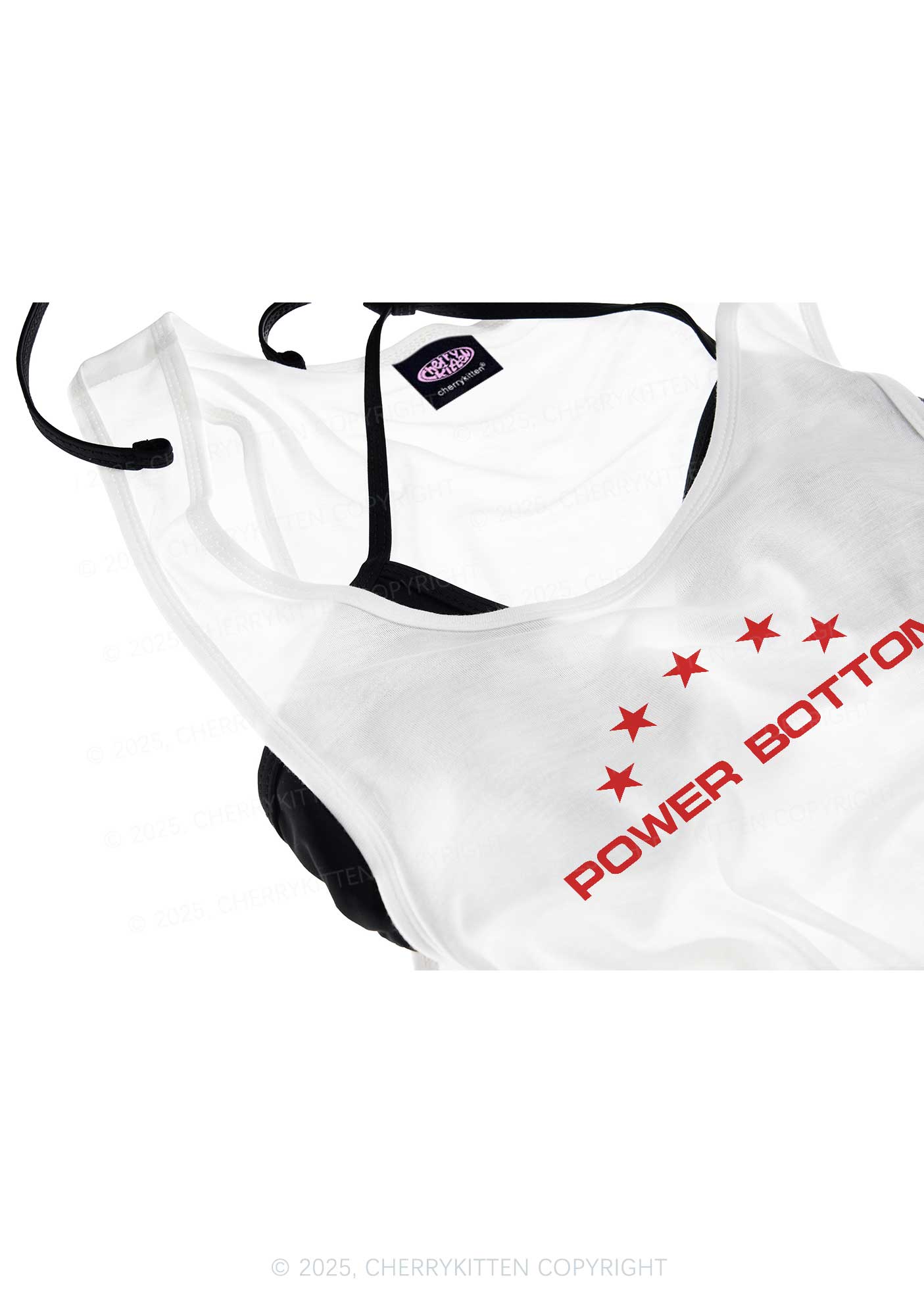 Power Bottom Pride Y2K Sheer Boyfriend Tank Cherrykitten