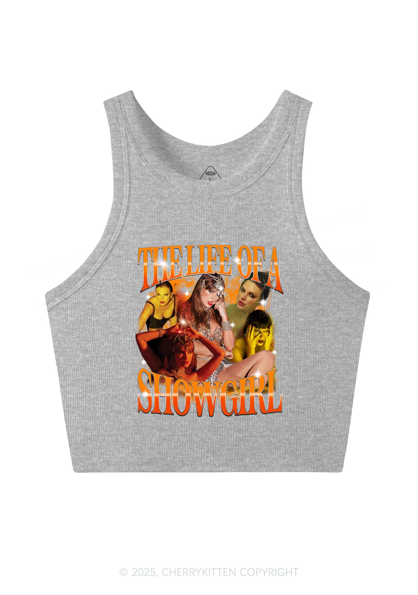 Orange Shiny Show TS Y2K Crop Tank Top Cherrykitten