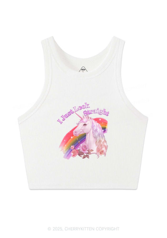 Look Straight Unicorn Pride Y2K Crop Tank Top Cherrykitten