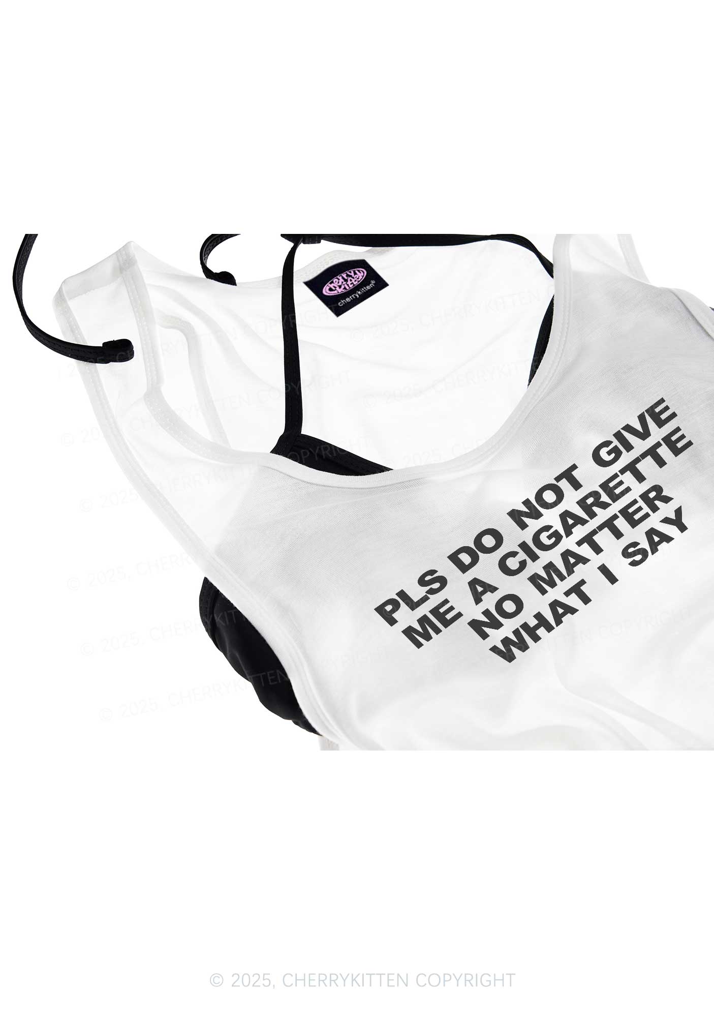 Don't Give Me Cigarette Y2K Sheer Boyfriend Tank Cherrykitten