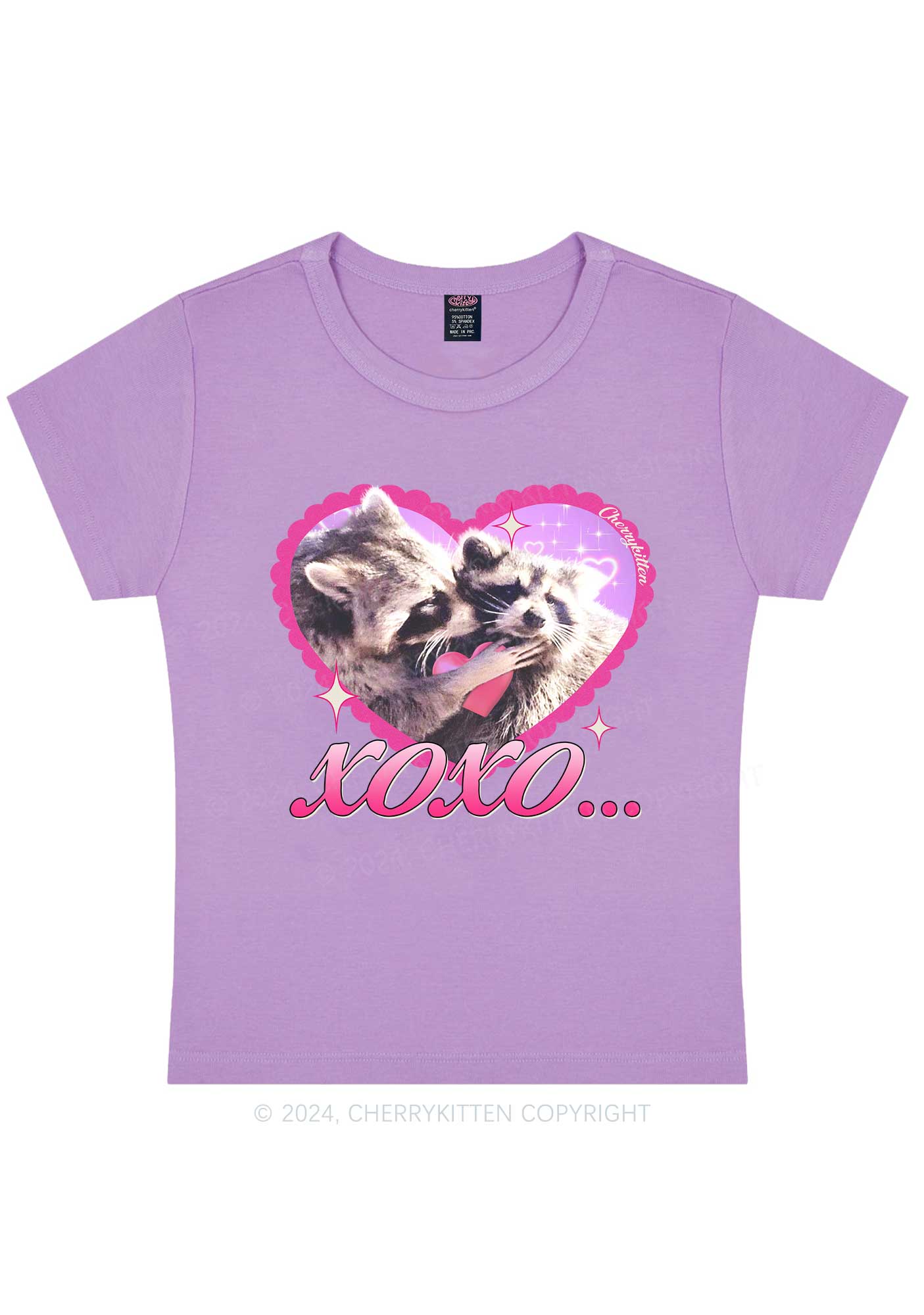 Two Raccoons XOXO Y2K Valentine's Day Baby Tee Cherrykitten