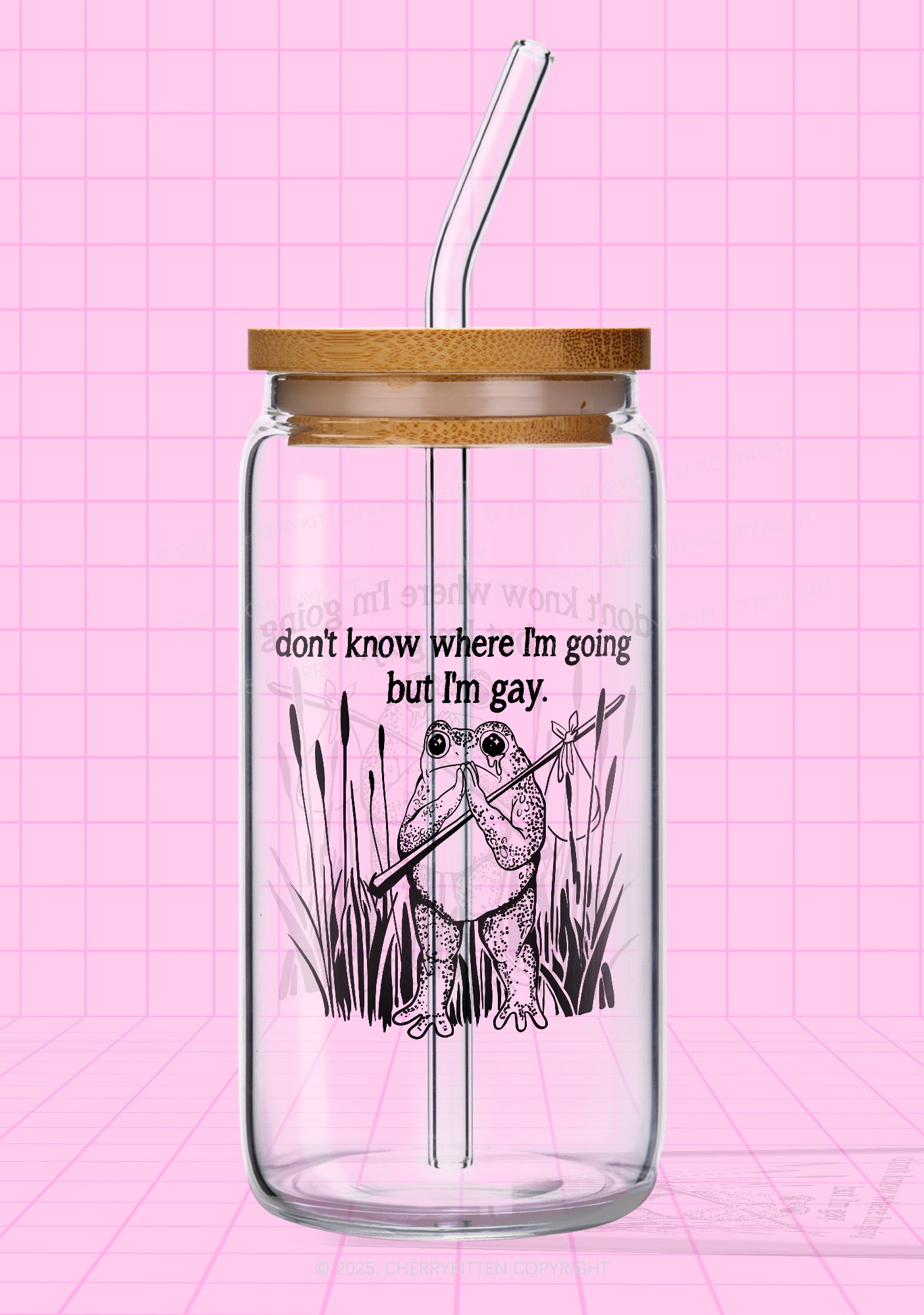 But I Am Gay Frog Pride Y2K Printed Glass Cup Cherrykitten