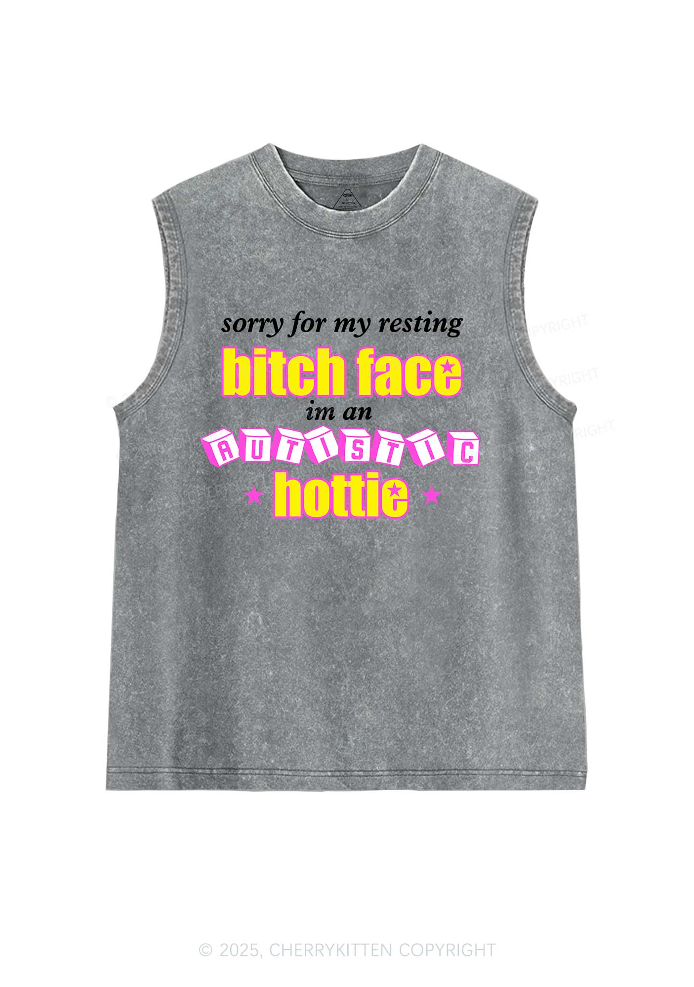 Autistic Hottie Y2K Washed Muscle Tank Cherrykitten