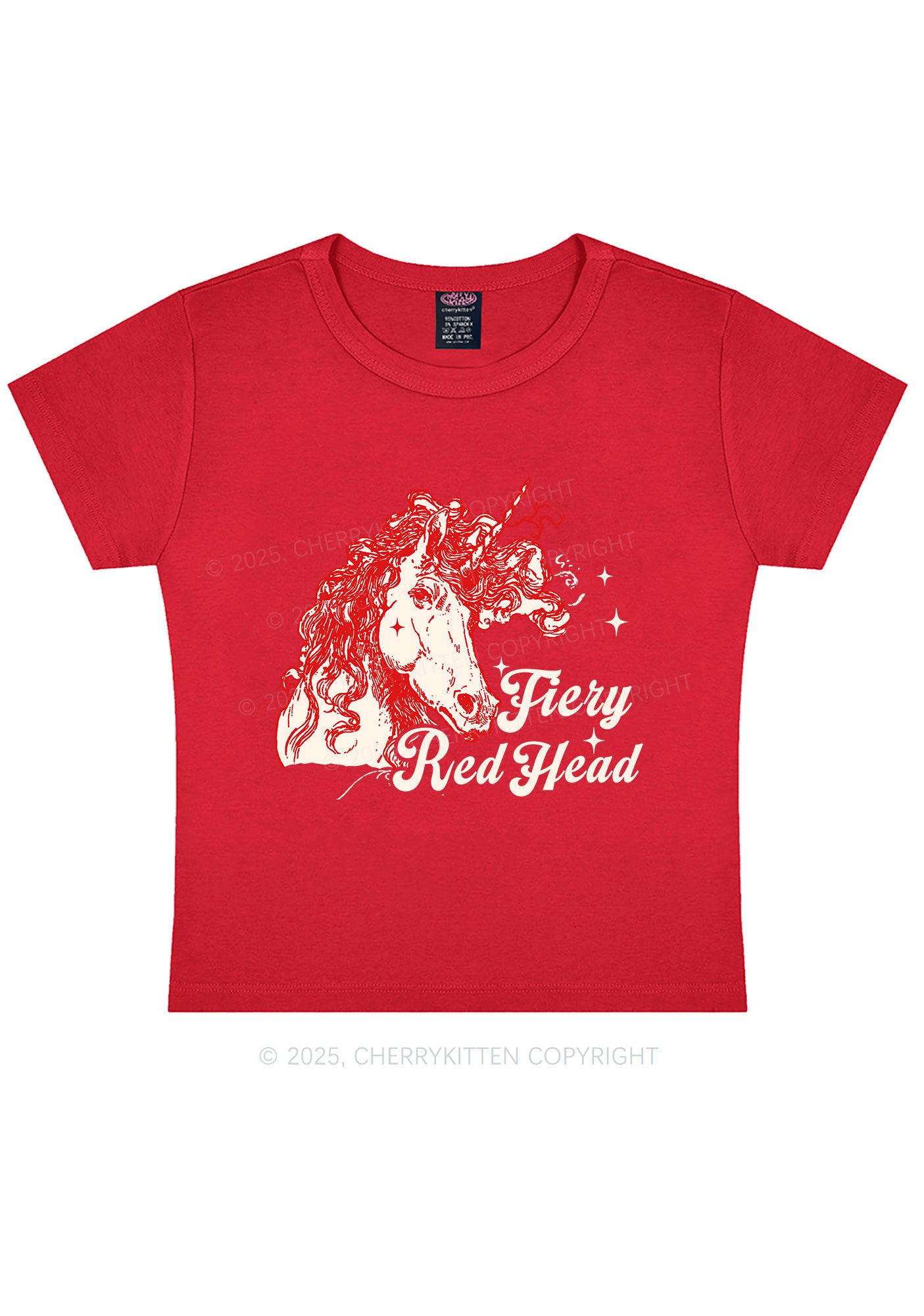 Fiery Red Head Y2K Baby Tee Cherrykitten