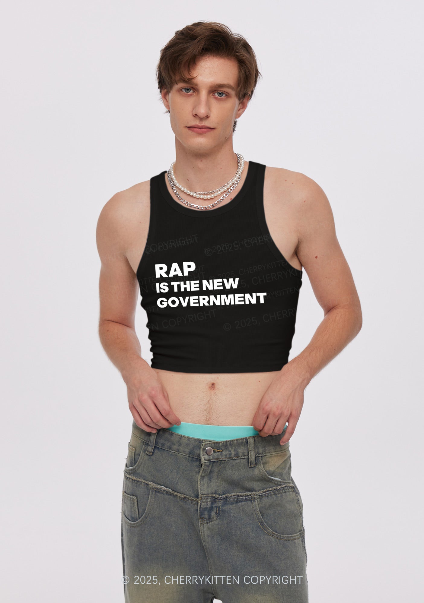Rap Government Y2K Crop Tank Top Cherrykitten