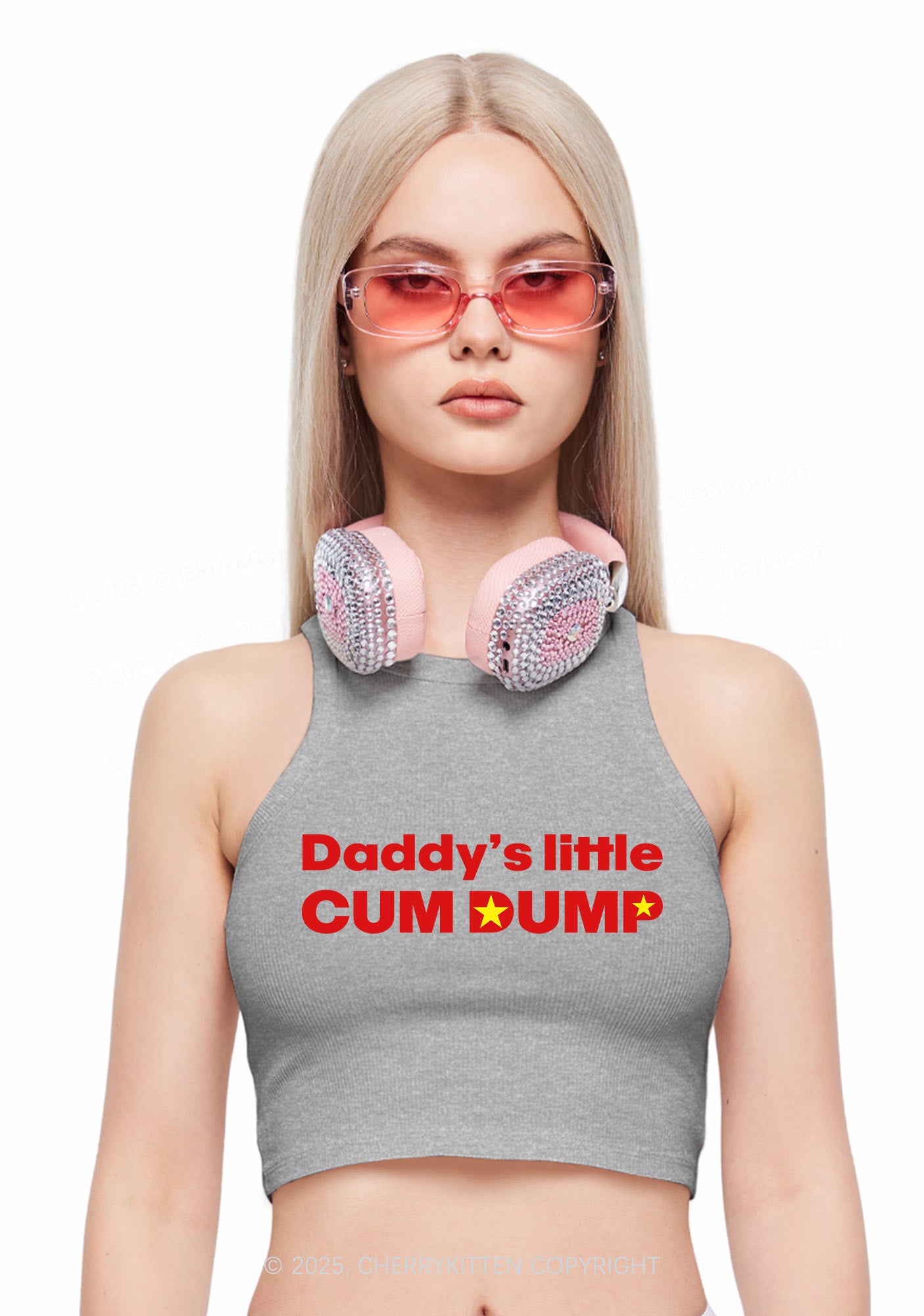 Daddys Little Cum Dump Y2K Crop Tank Top Cherrykitten