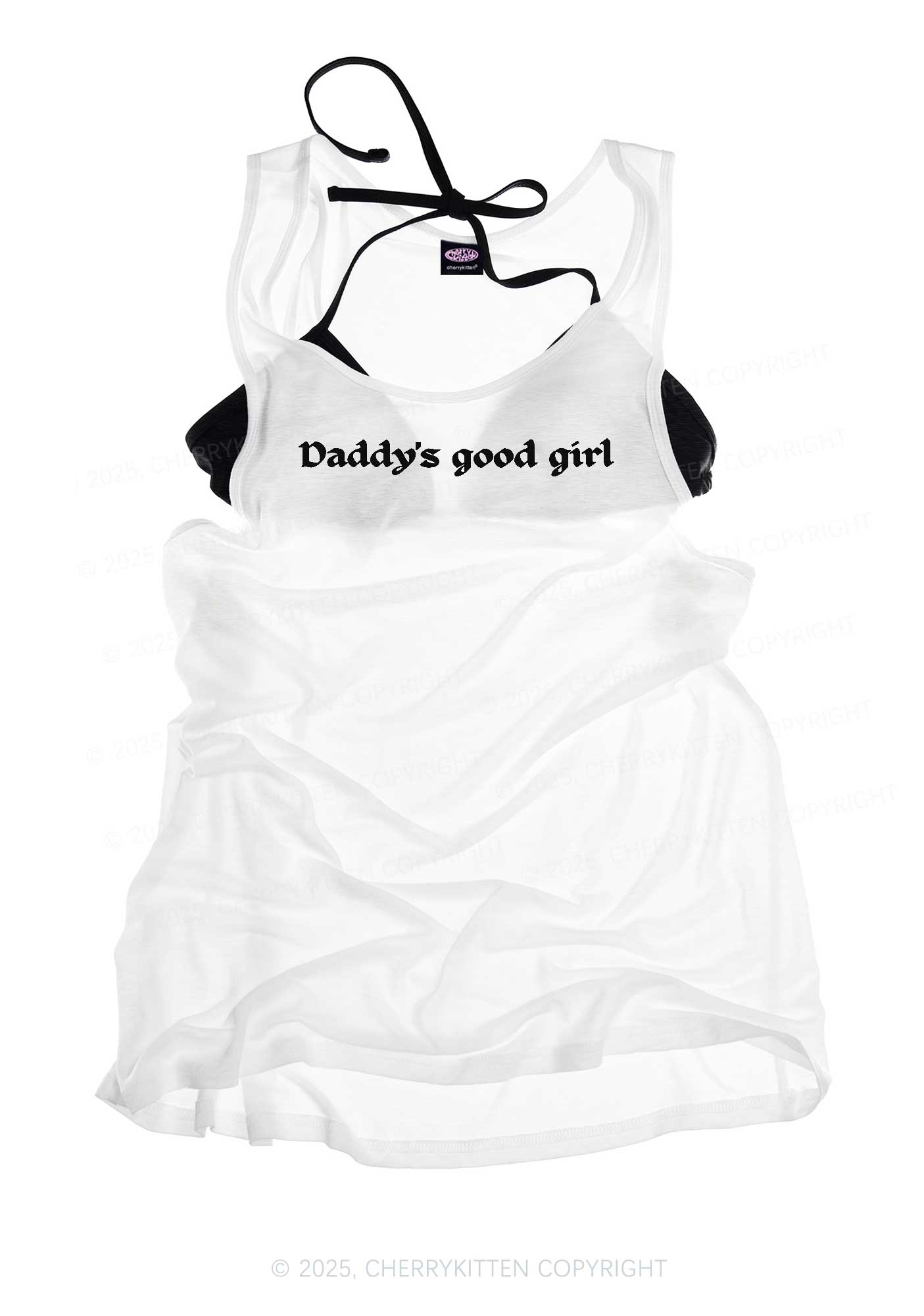 Daddys Good Girl Y2K Sheer Boyfriend Tank Cherrykitten