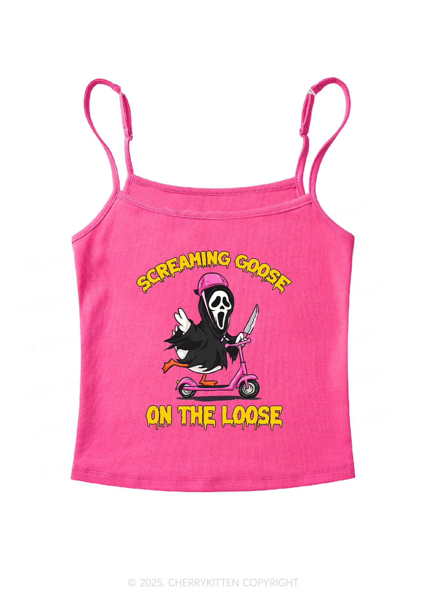 Halloween Screaming Goose On Loose Y2K Spaghetti Strap Cami Cherrykitten