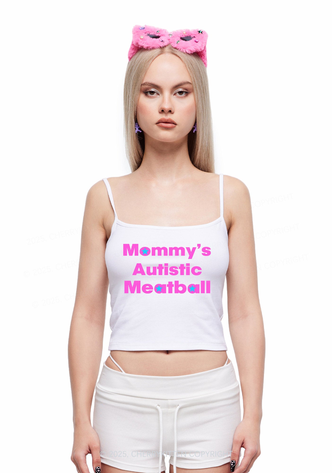 Mommys Autistic Meatball Y2K Spaghetti Strap Cami Cherrykitten