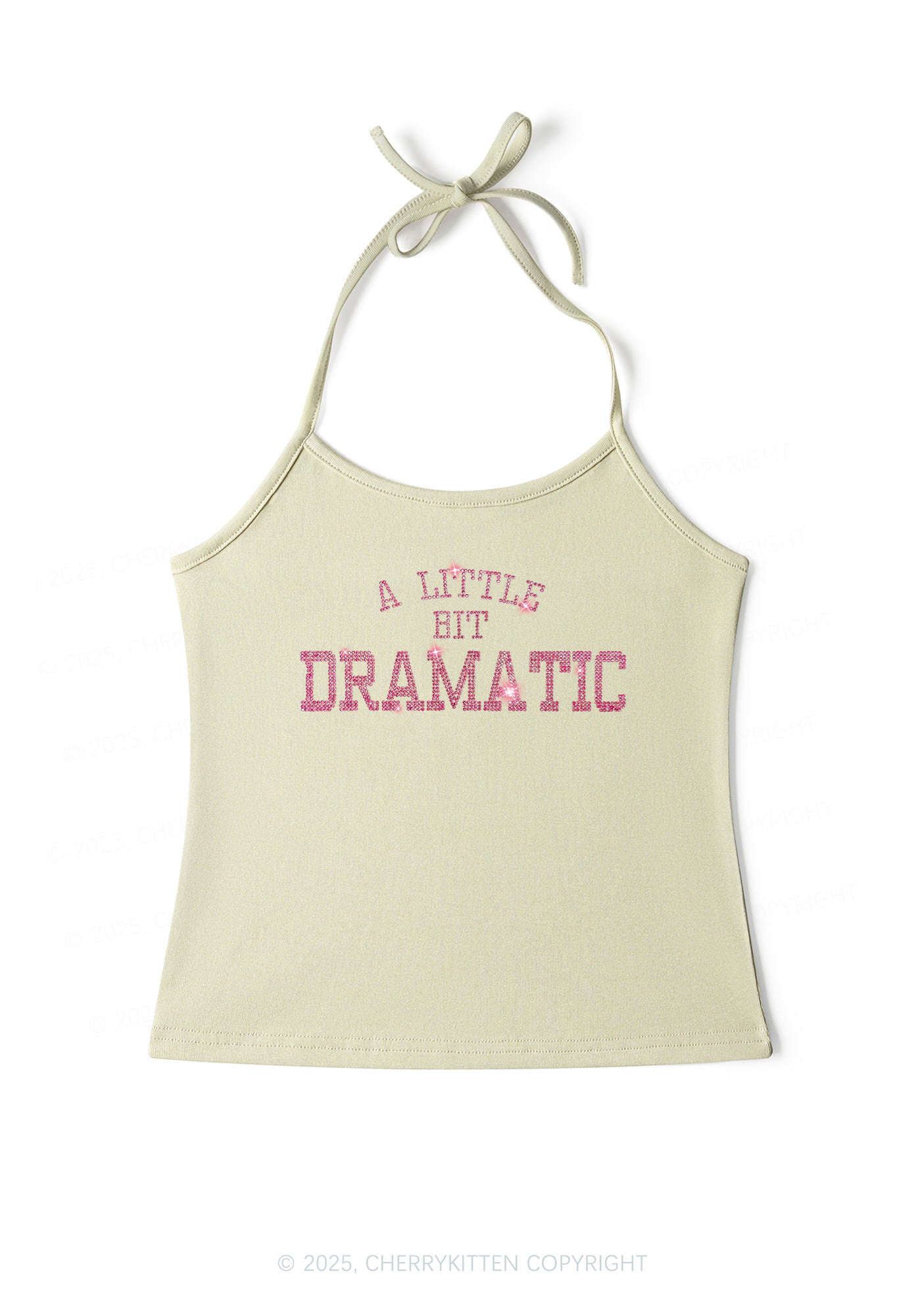 Rhinestone A Little Bit Dramatic Y2K Halter Neck Cami Cherrykitten