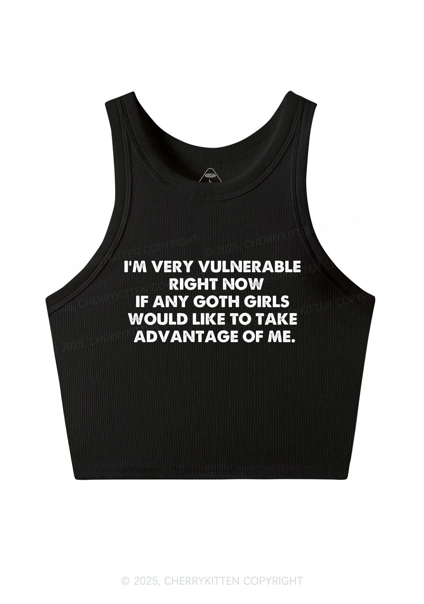 Im Vulnerable Y2K Crop Tank Top Cherrykitten