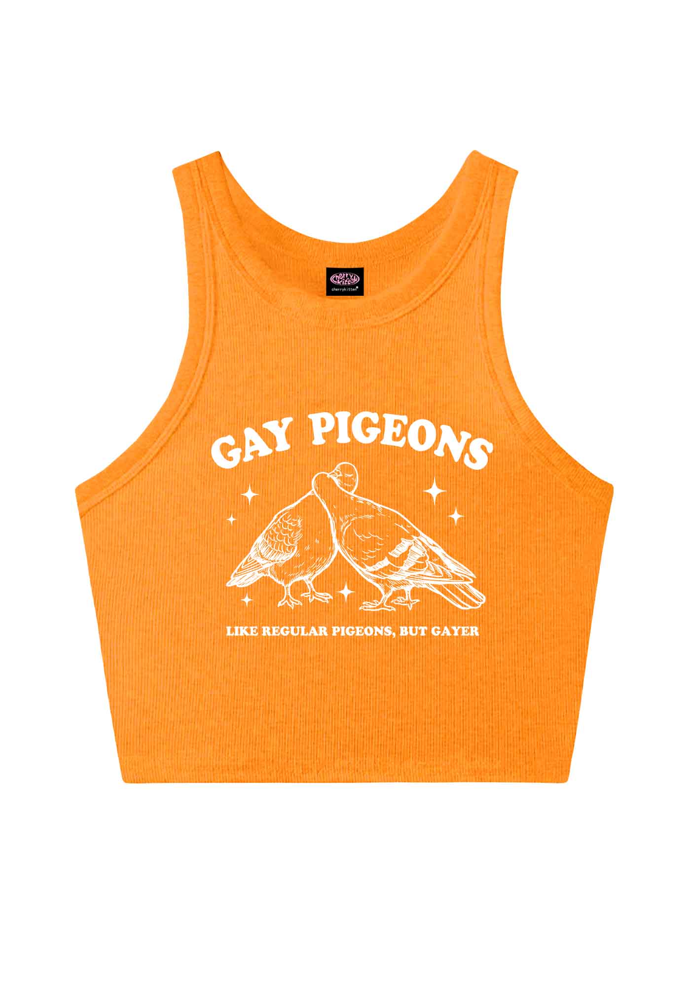 Gay Pigeons Kissing Pride Y2K Crop Tank Top Cherrykitten