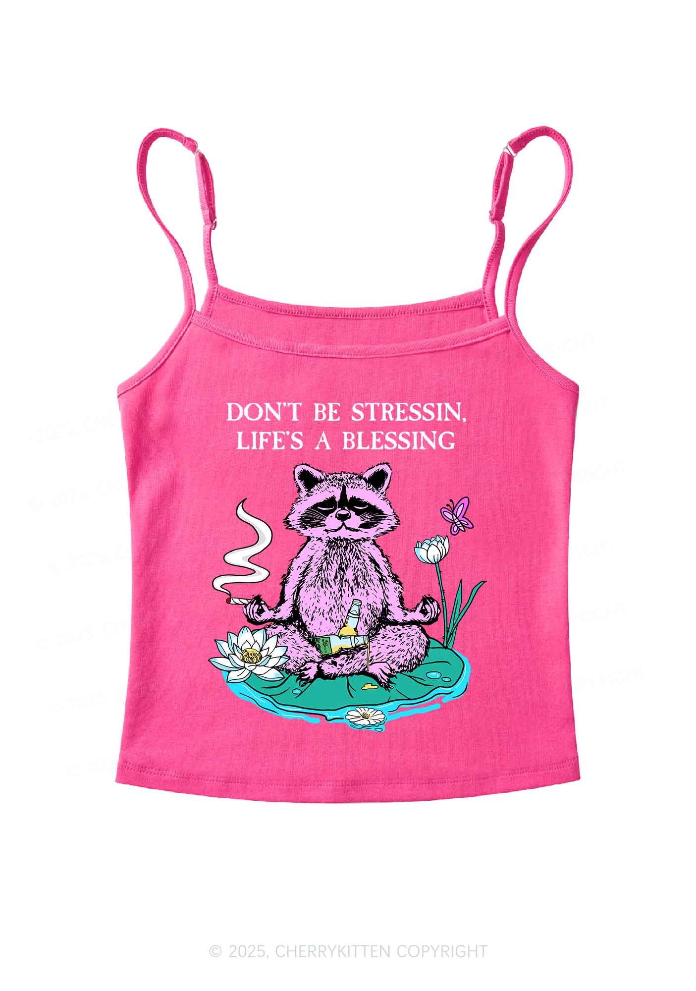 Dont Stress Raccoon Y2K Spaghetti Strap Cami Cherrykitten