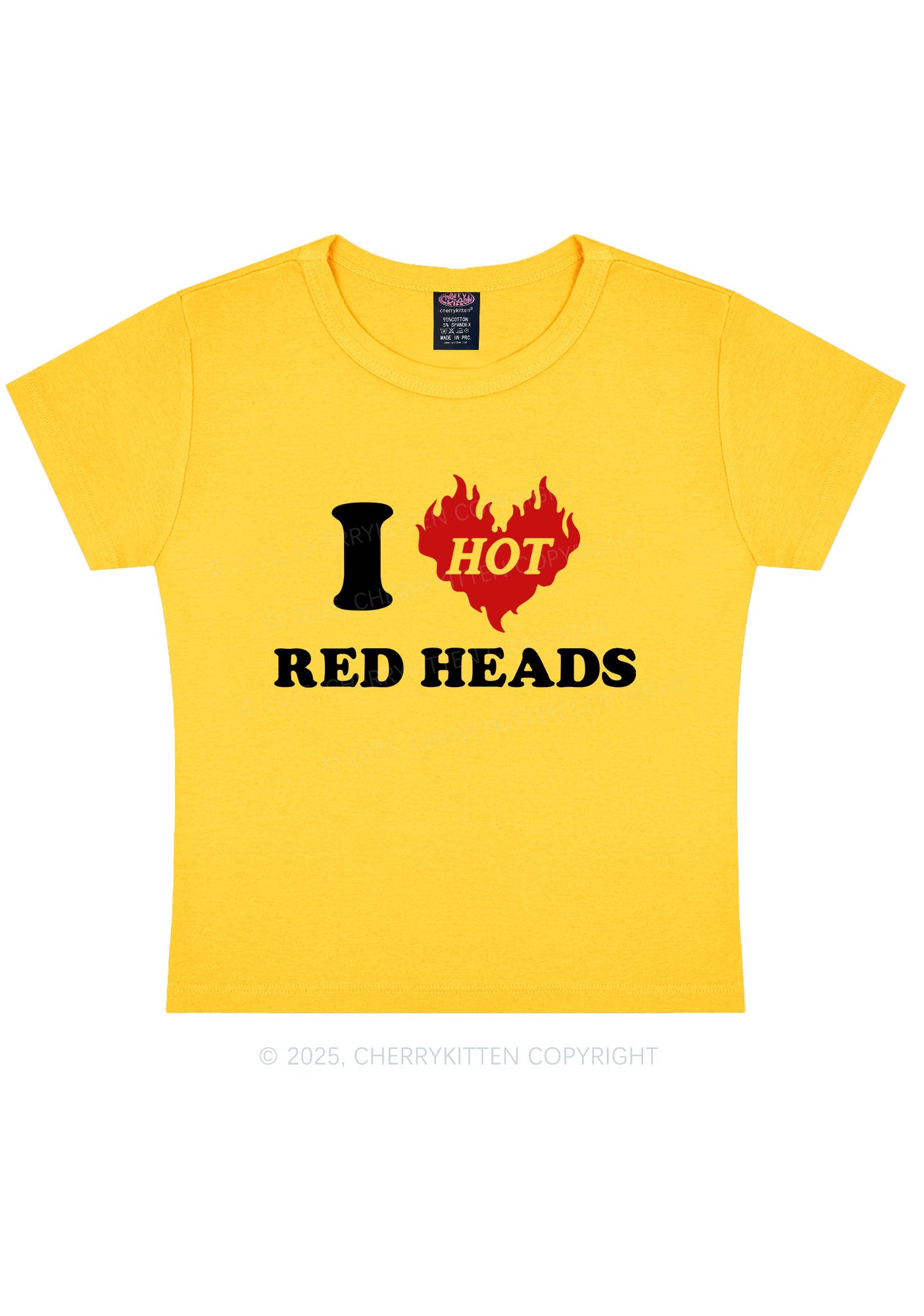 I Love Hot Red Heads Y2K Baby Tee Cherrykitten