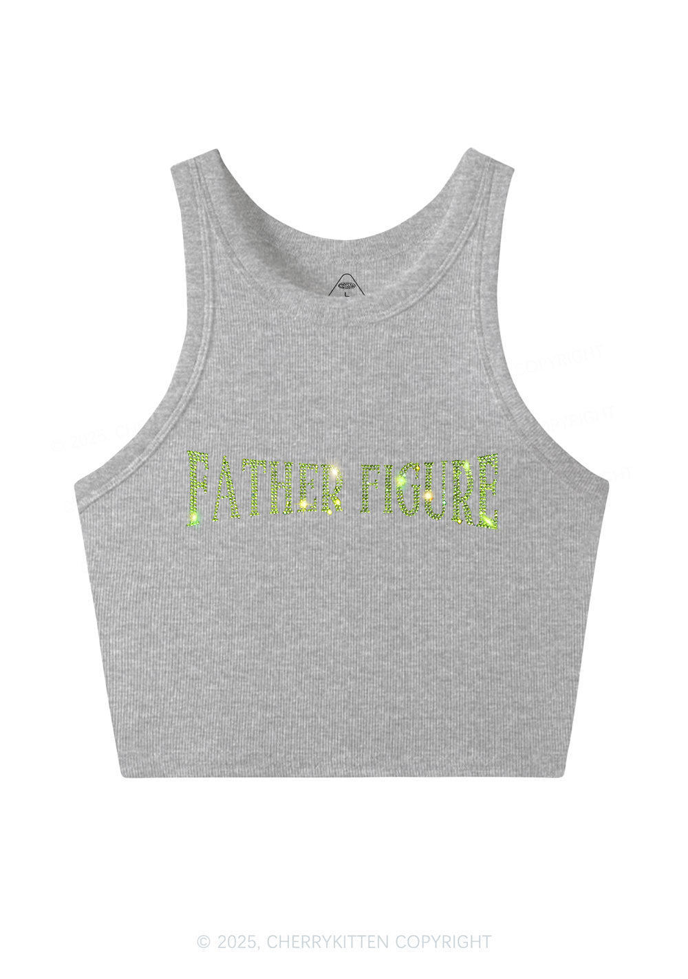 Rhinestone Father Figure Y2K Crop Tank Top Cherrykitten