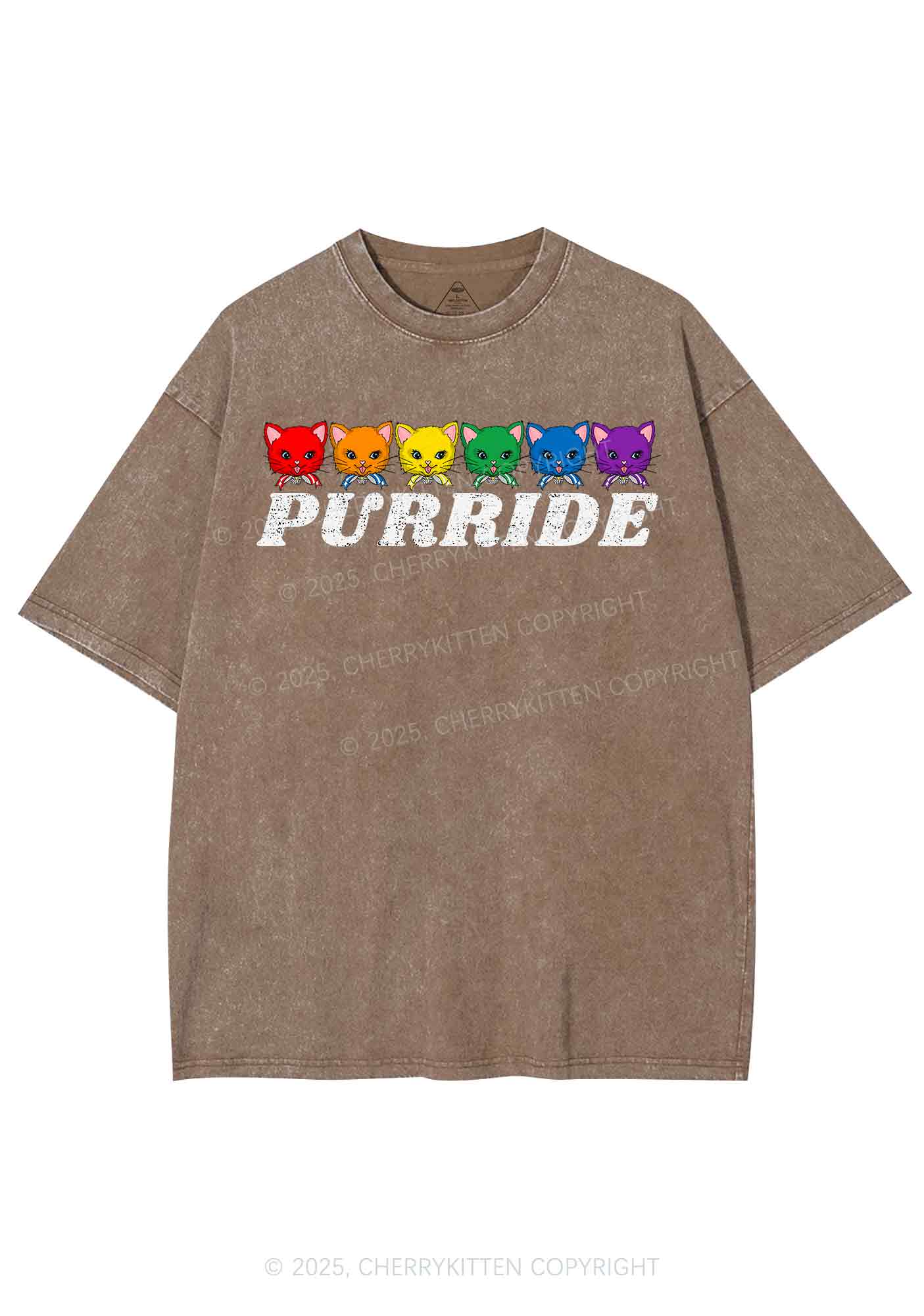 Purride Cat Pride Y2K Shirts Washed Tee Cherrykitten