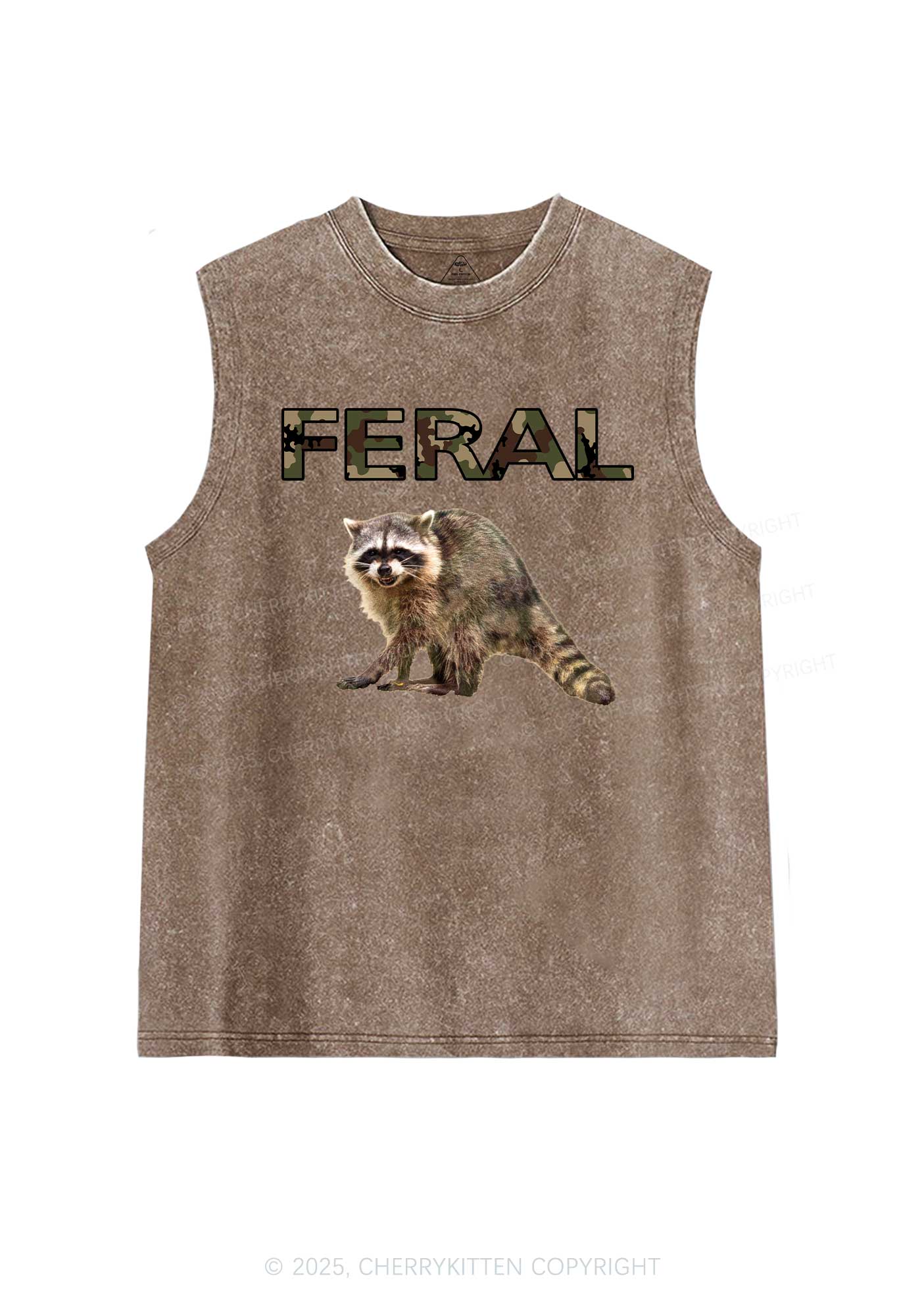 Feral Raccoon Y2K Washed Muscle Tank Cherrykitten