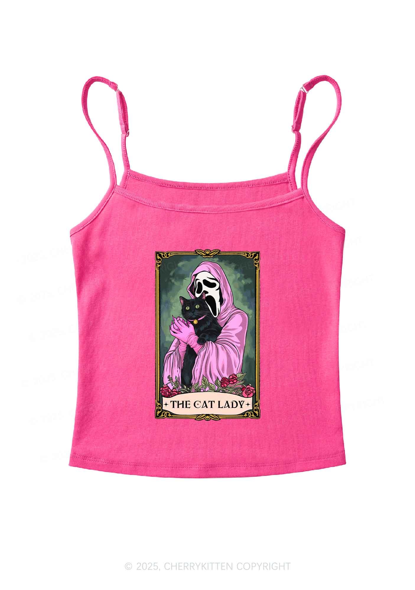 Halloween The Skull Cat Lady Y2K Spaghetti Strap Cami Cherrykitten