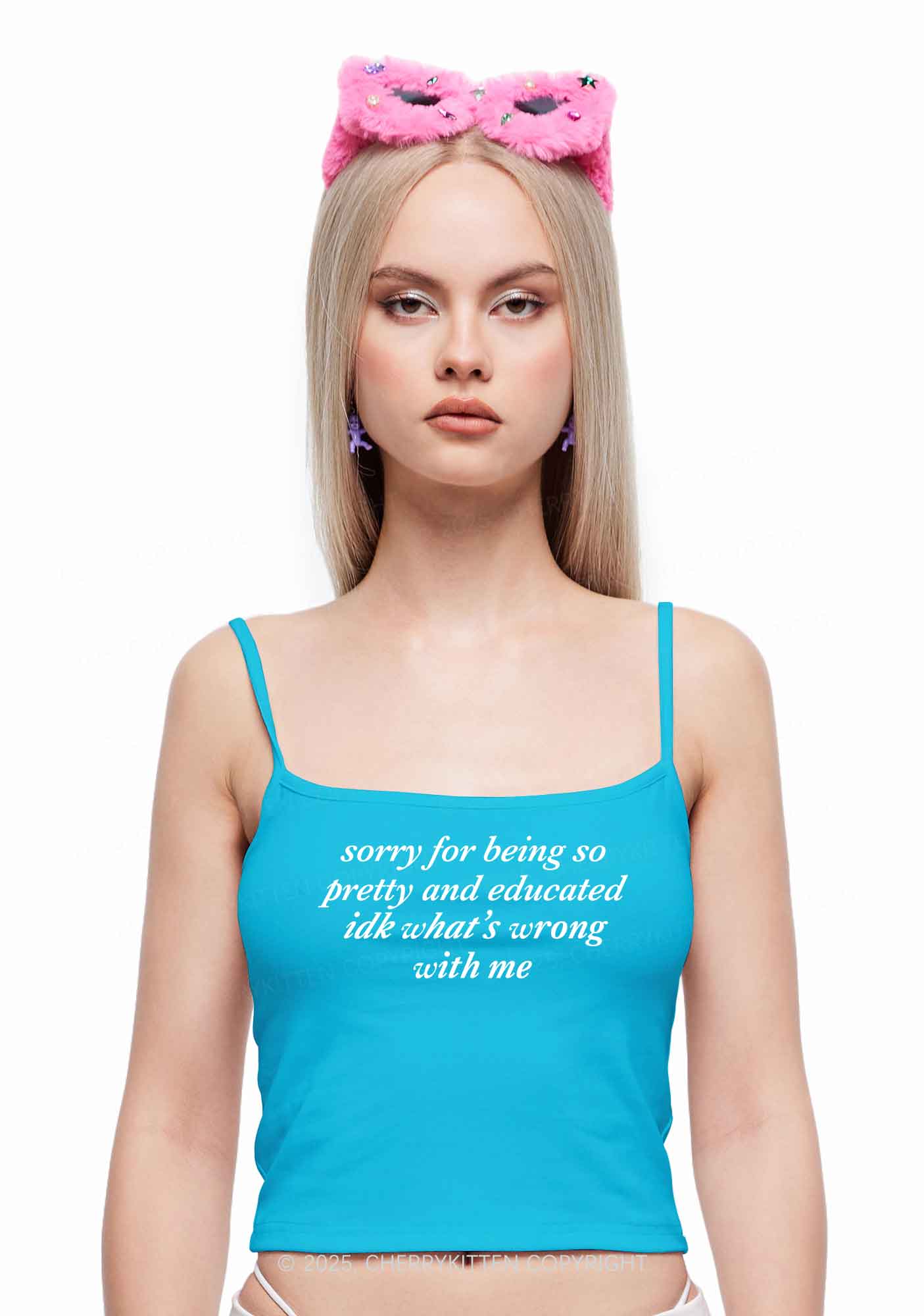 Sorry For Being So Pretty And Educated Y2K Spaghetti Strap Cami Cherrykitten