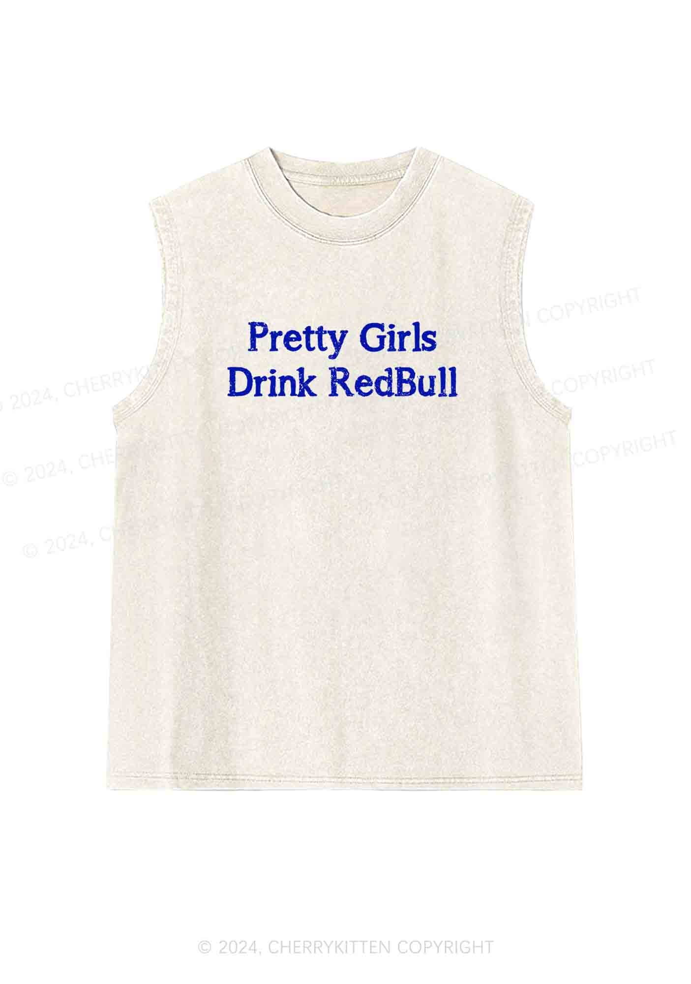Pretty Girls Drink Redbull Y2K Washed Tank Cherrykitten