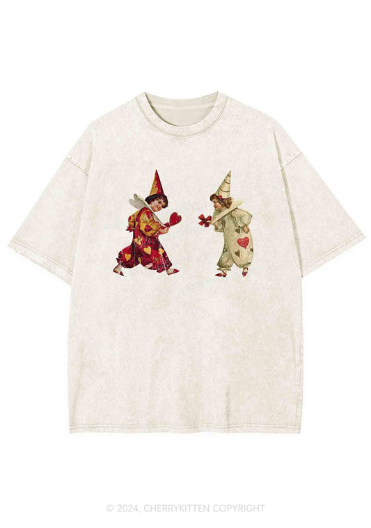 Heart Bow Knot Kids Y2K Washed Tee Cherrykitten