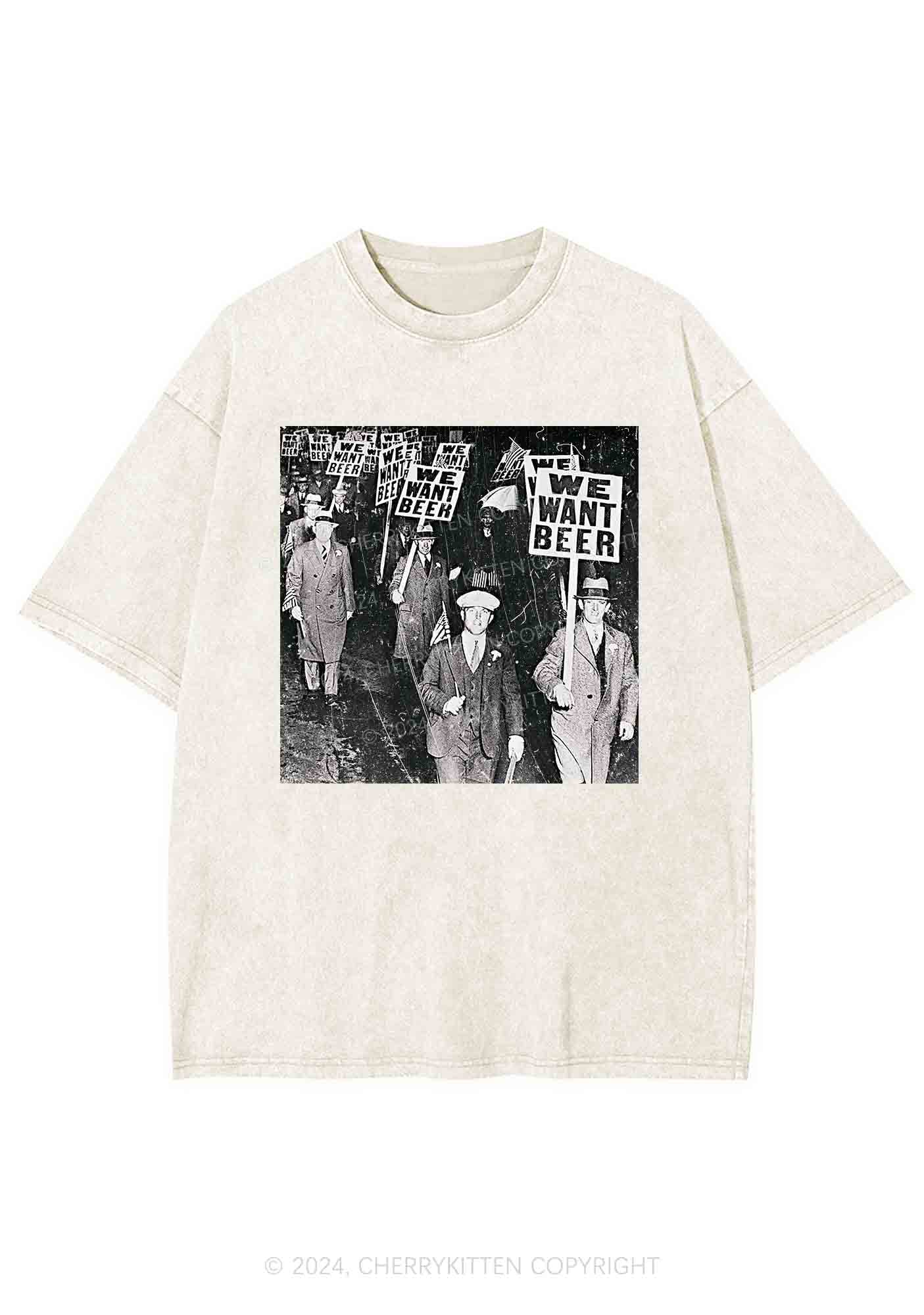 We Want Beer Y2K Washed Tee Cherrykitten