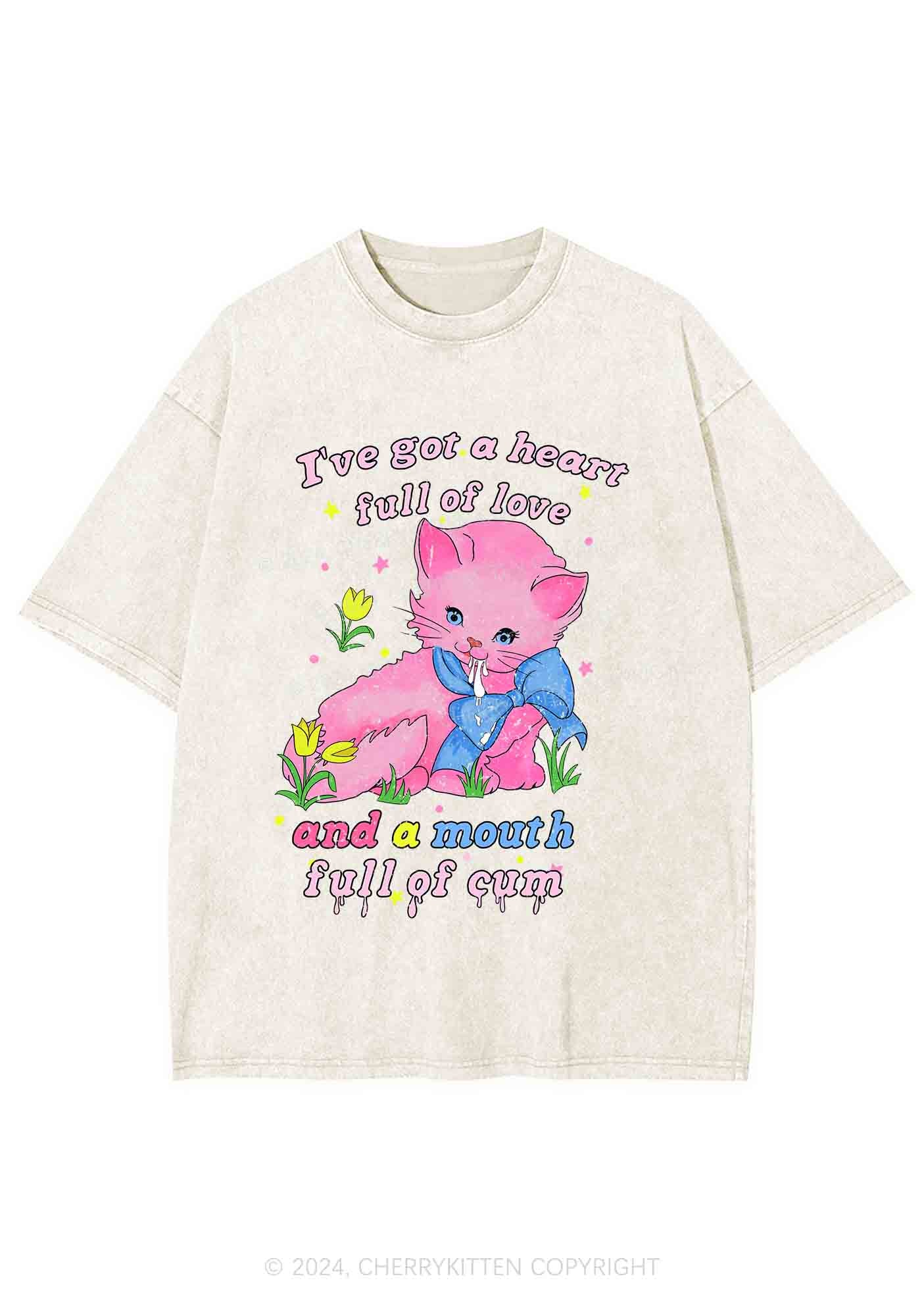 Heart Full Of Love Y2K Washed Tee Cherrykitten