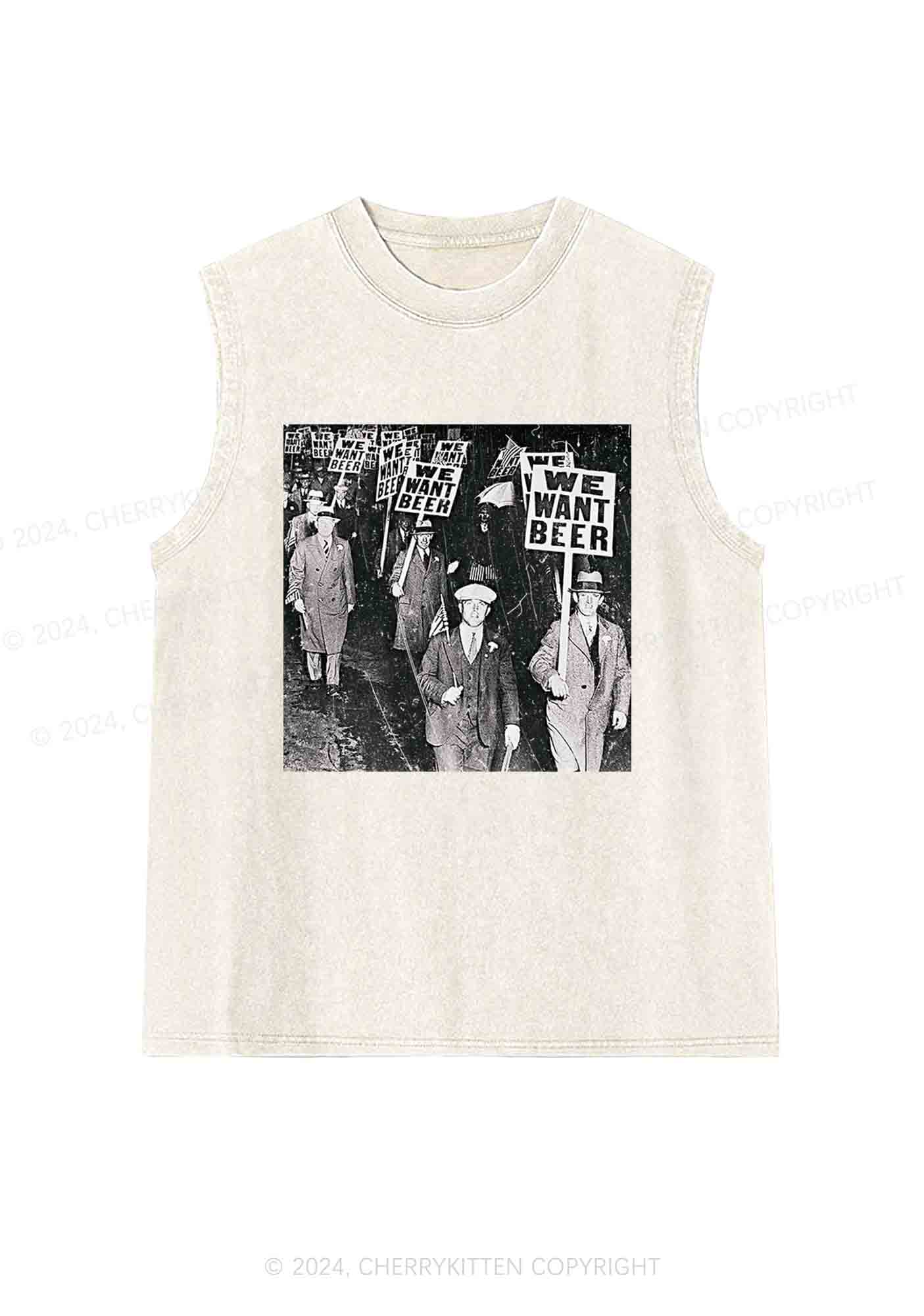 We Want Beer Y2K Washed Tank Cherrykitten