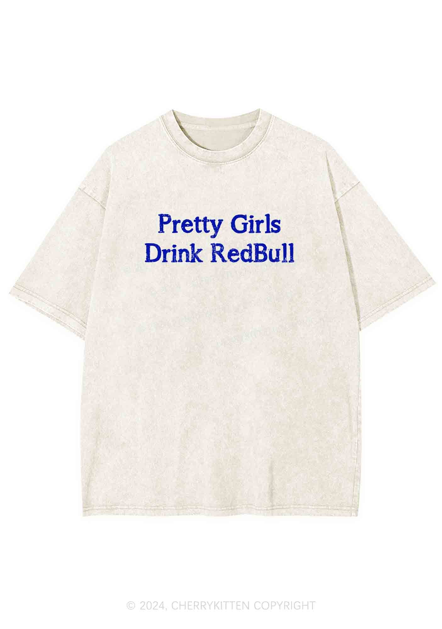 Pretty Girls Drink Red Y2K Washed Tee Cherrykitten