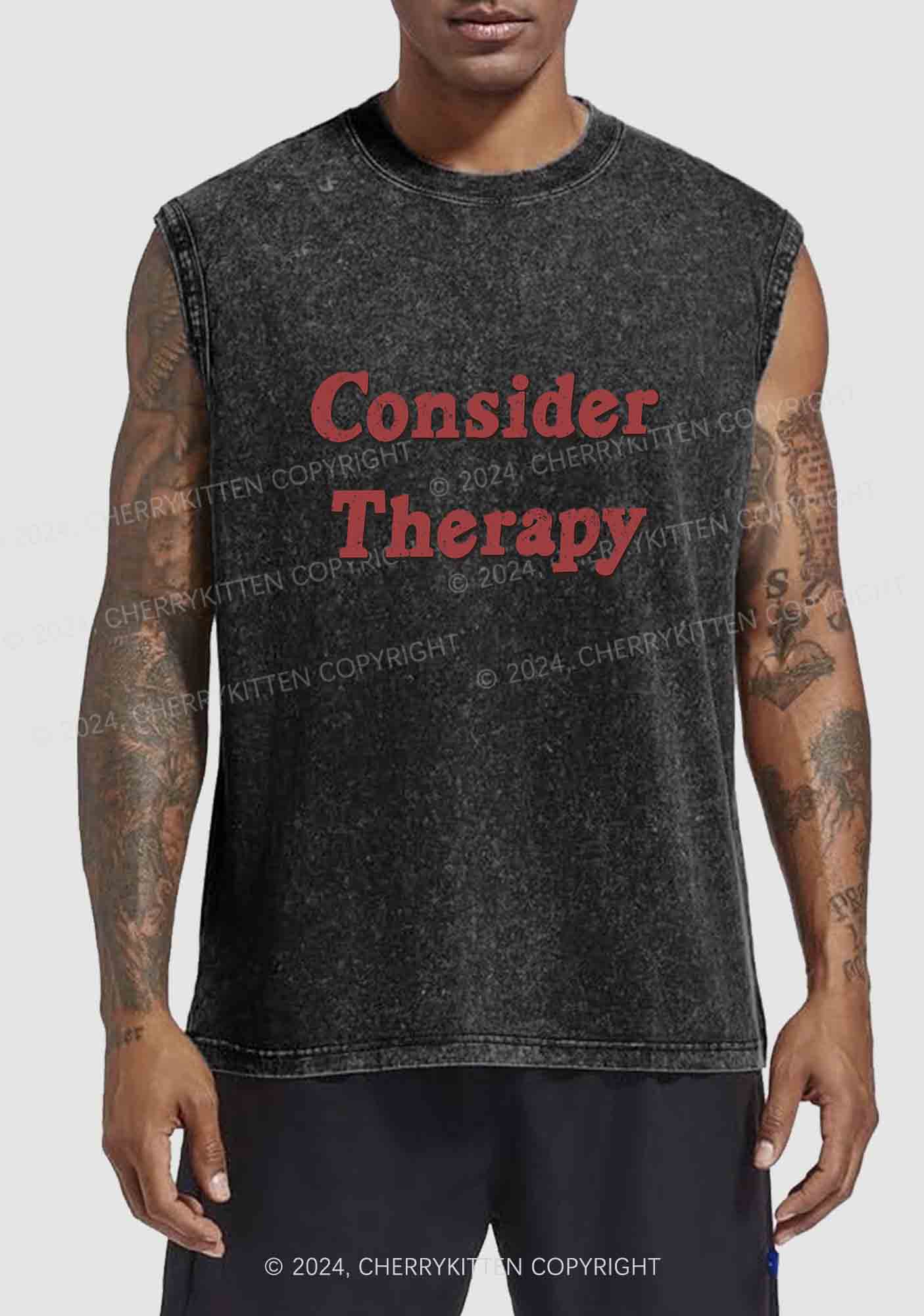 Consider Therapy Y2K Washed Tank Cherrykitten