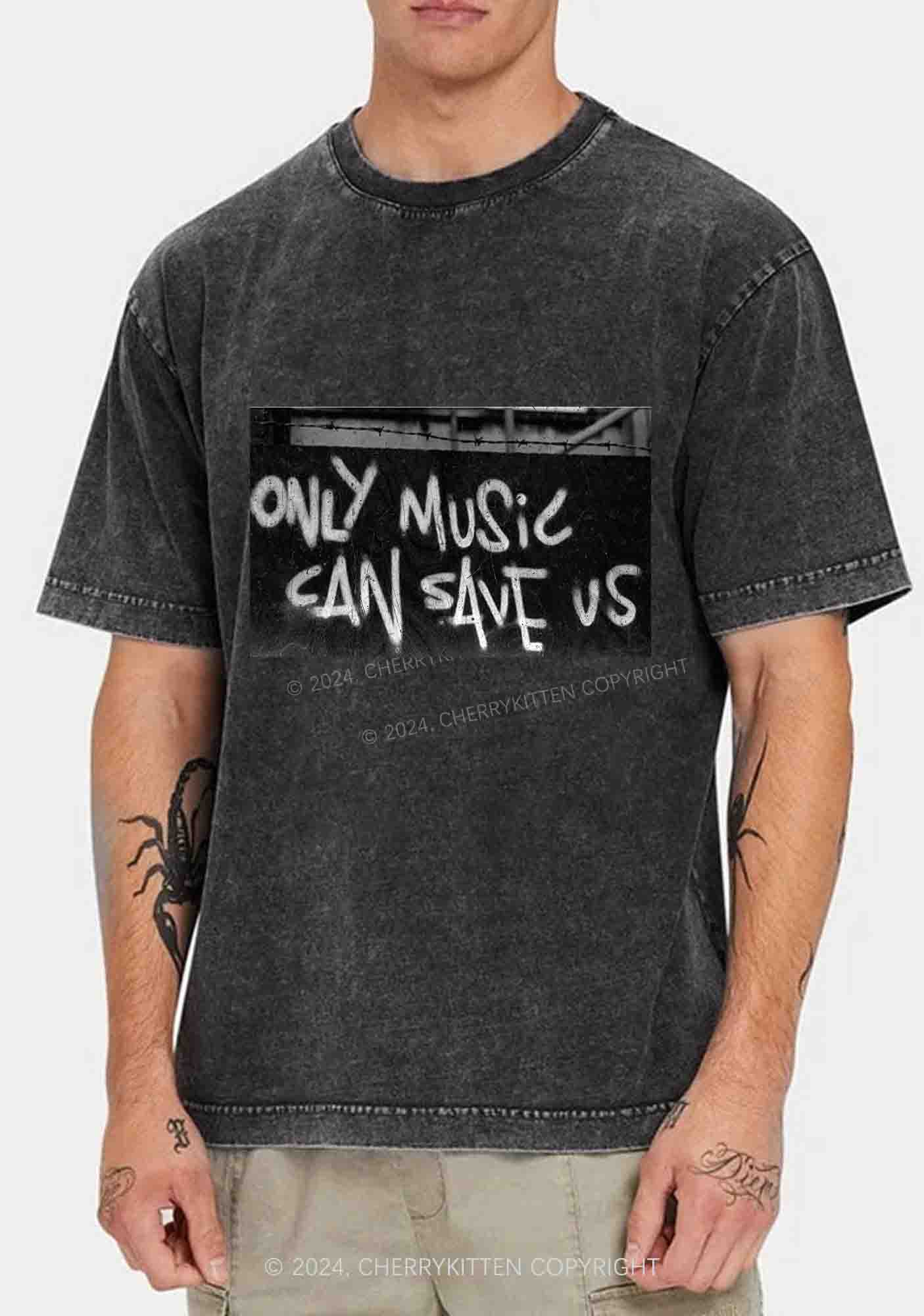 Only Music Can Save Us Y2K Washed Tee Cherrykitten