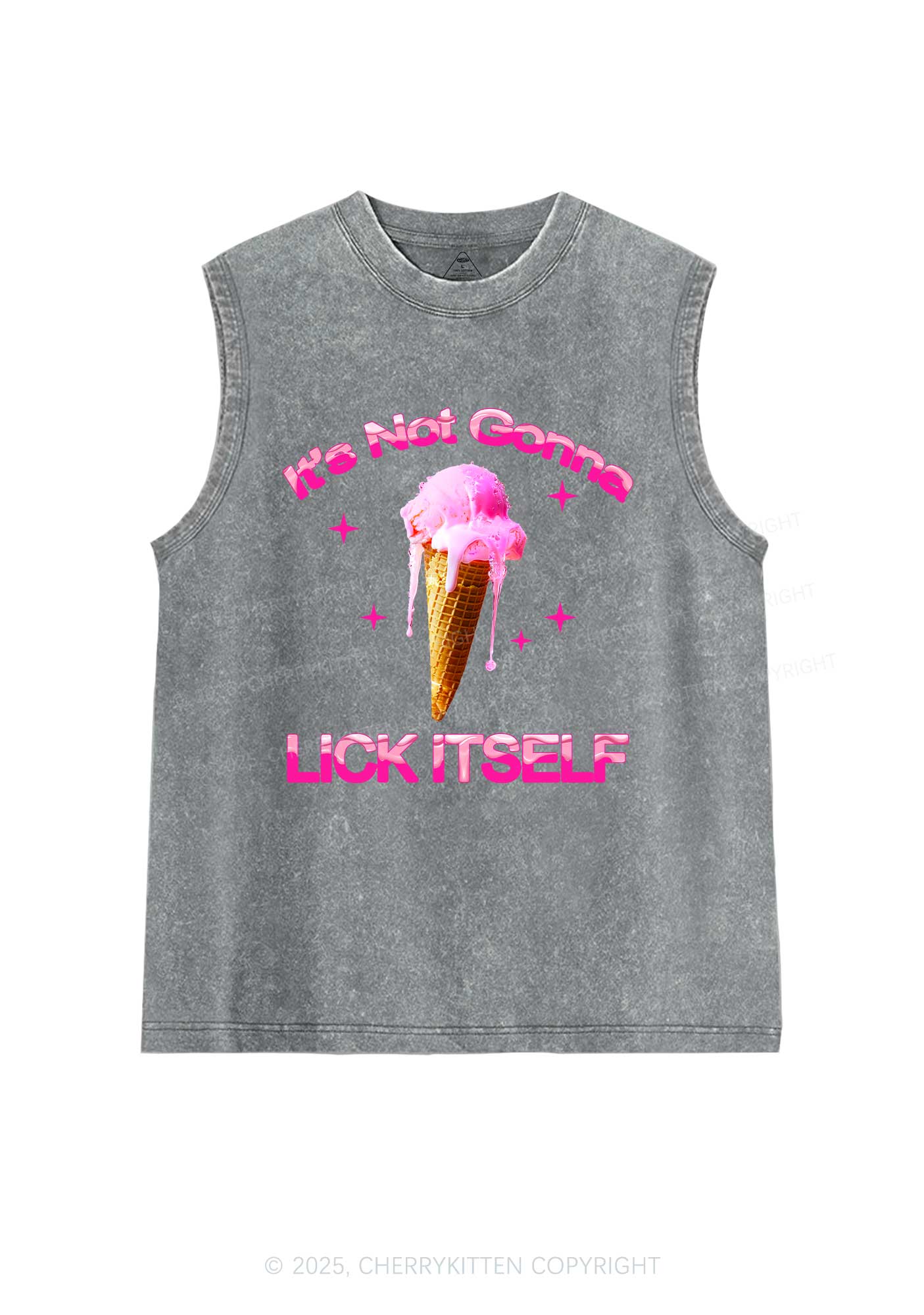 Ice Cream Lick Itself Y2K Washed Muscle Tank Cherrykitten