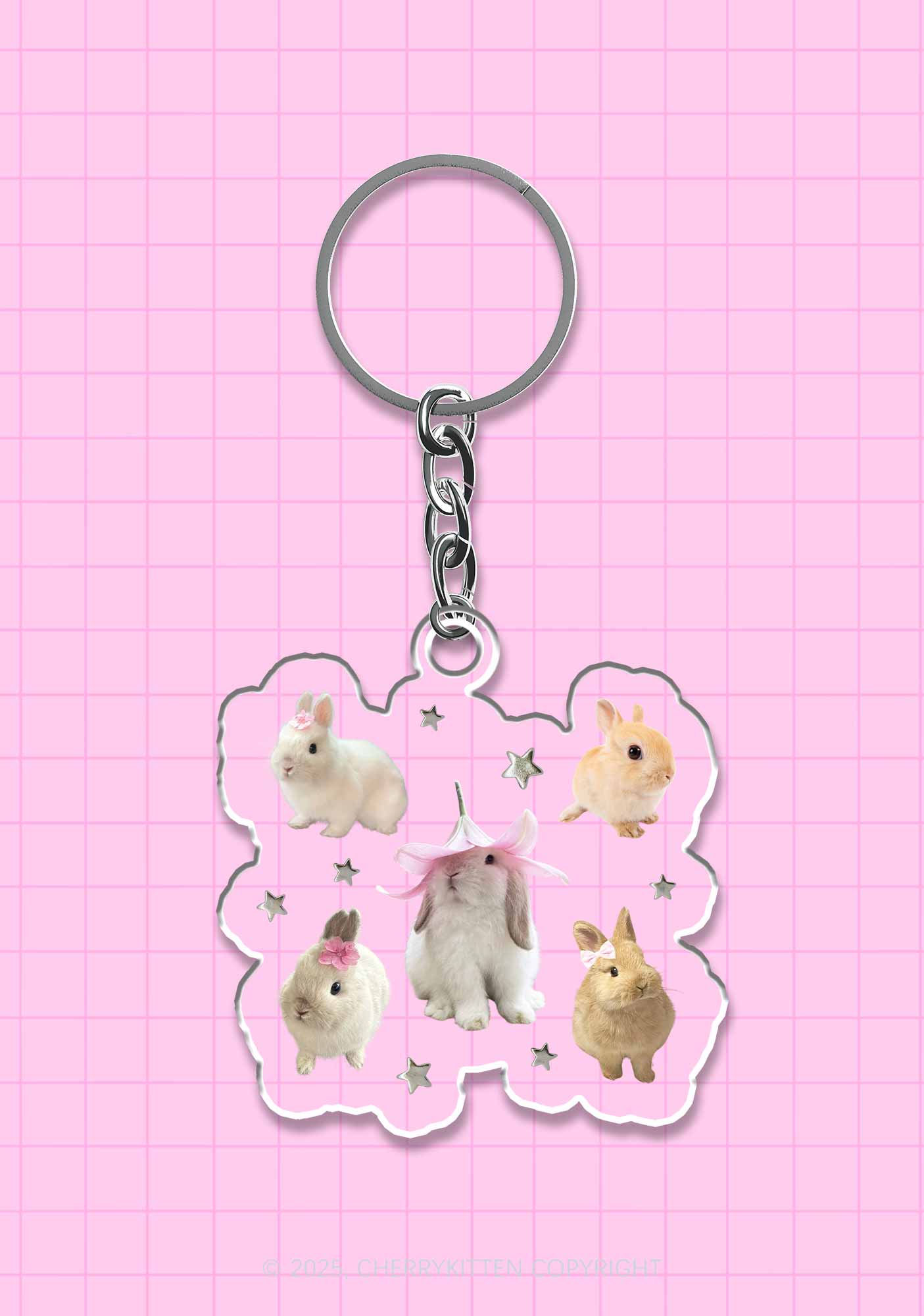Lovely Rabbits 1Pc Y2K Keychain Cherrykitten