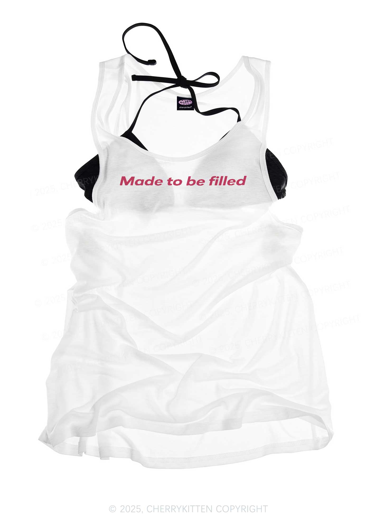 Made To Be Filled Y2K Sheer Boyfriend Tank Cherrykitten