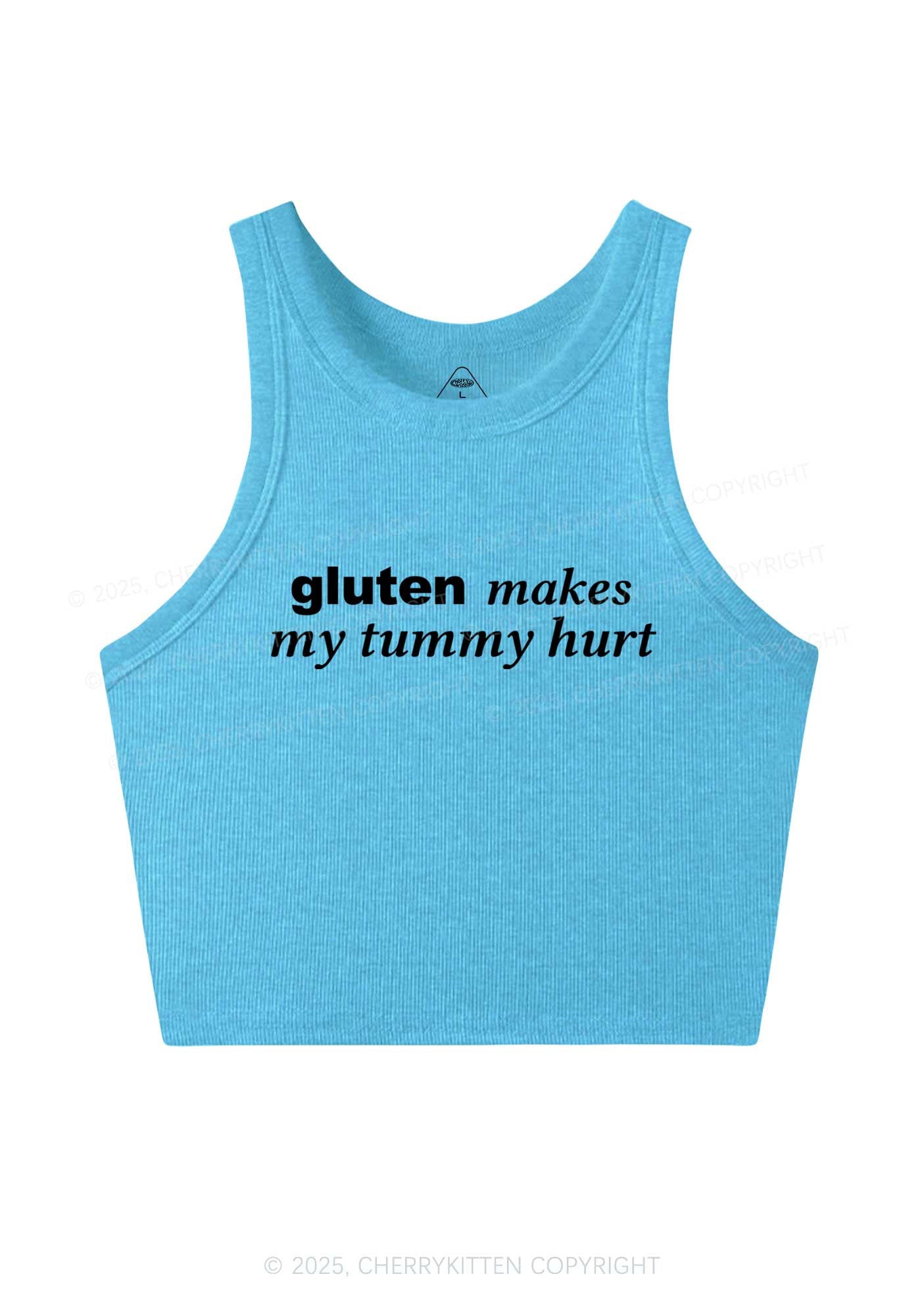 Gluten Makes Tummy Hurt Y2K Crop Tank Top Cherrykitten
