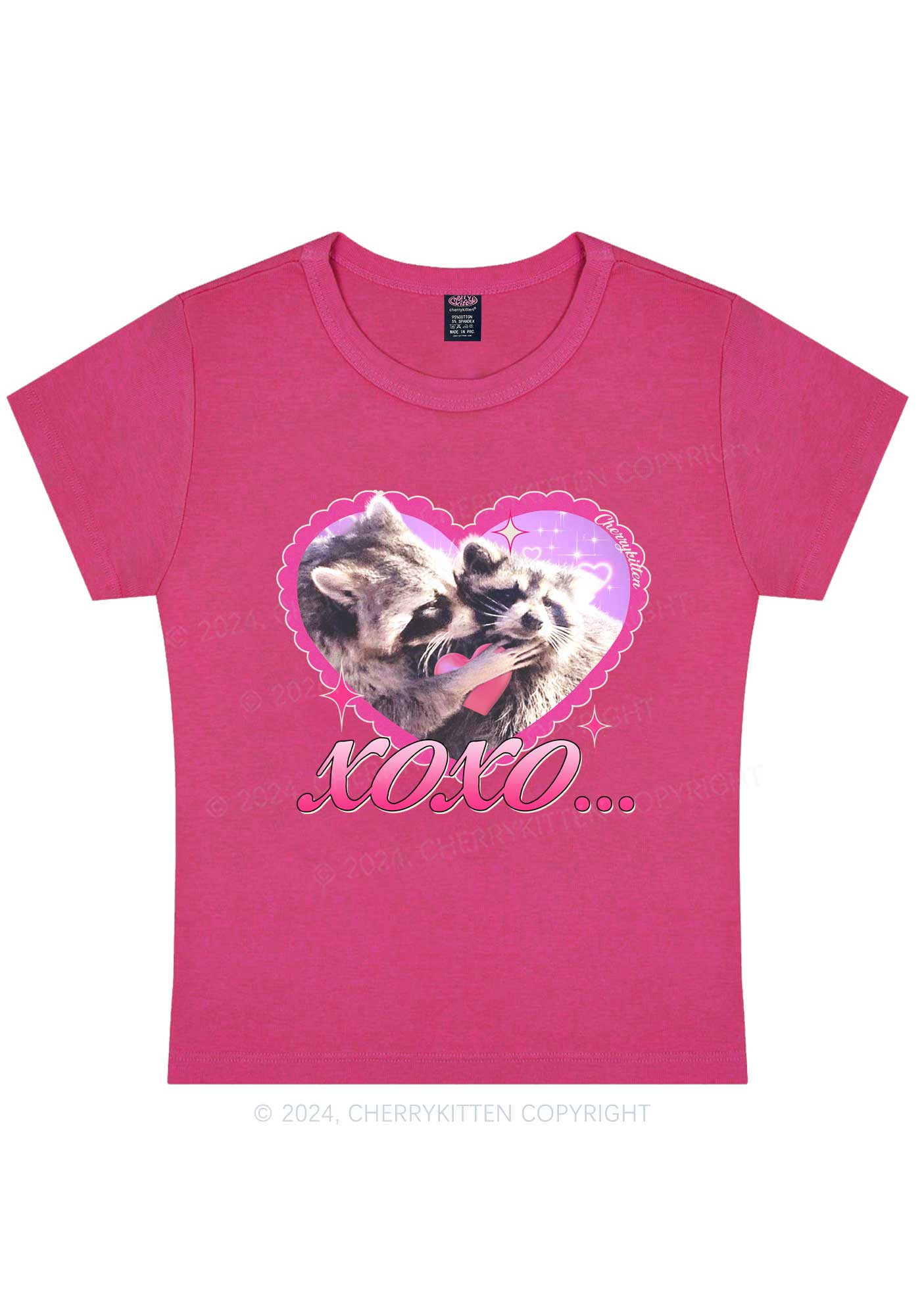 Two Raccoons XOXO Y2K Valentine's Day Baby Tee Cherrykitten