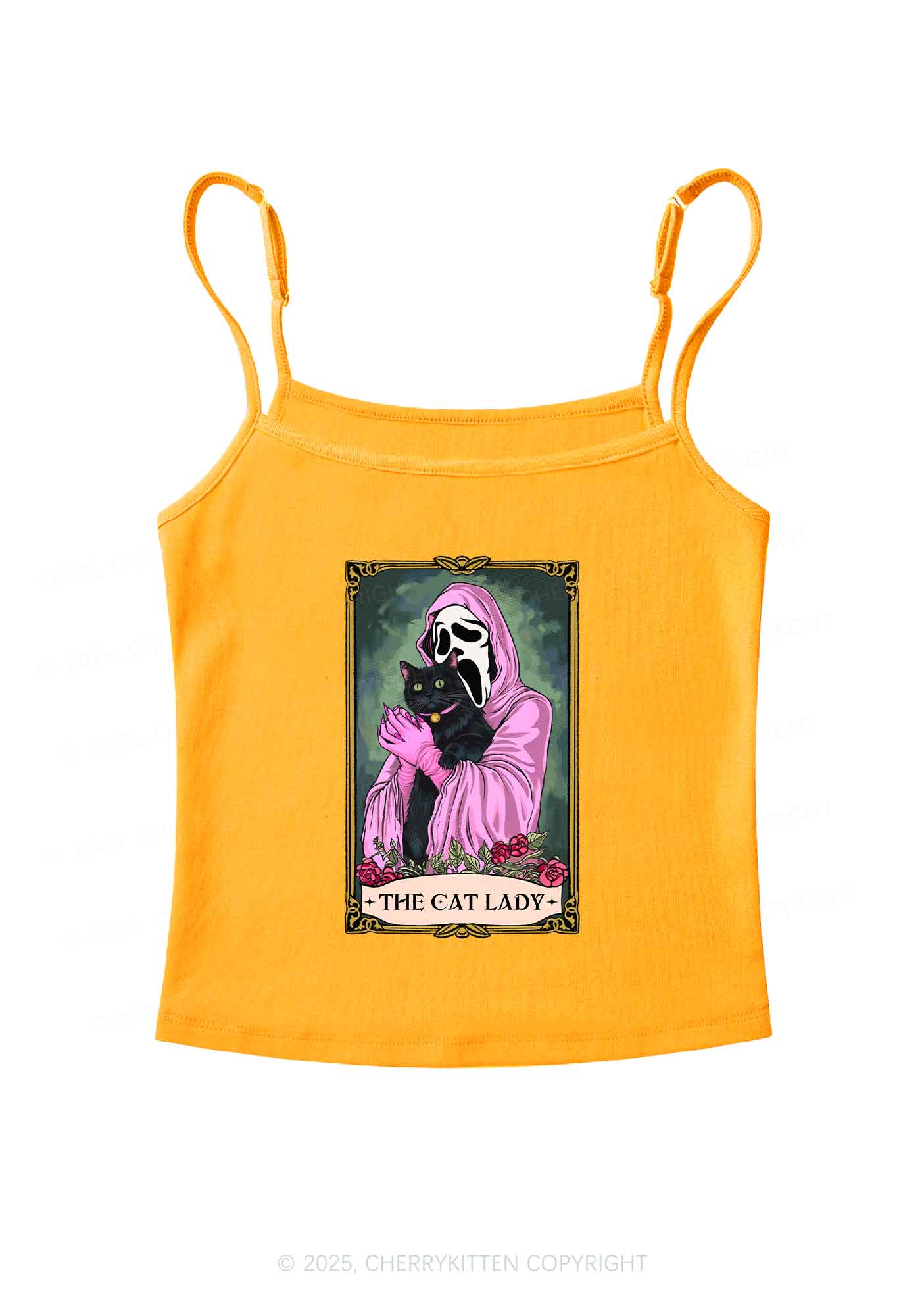 Halloween The Skull Cat Lady Y2K Spaghetti Strap Cami Cherrykitten
