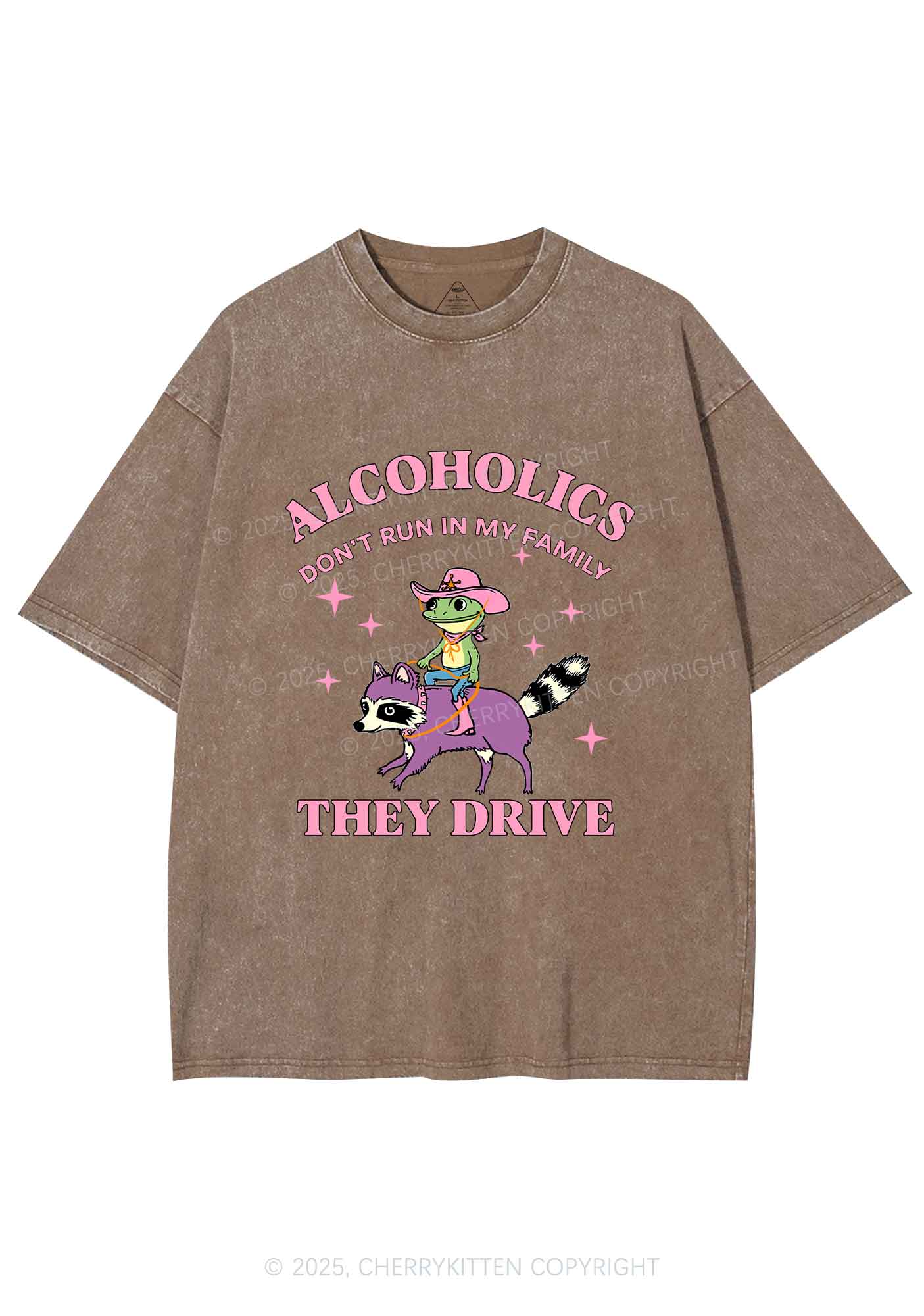 Alcoholics Drive Y2K Shirts Washed Tee Cherrykitten