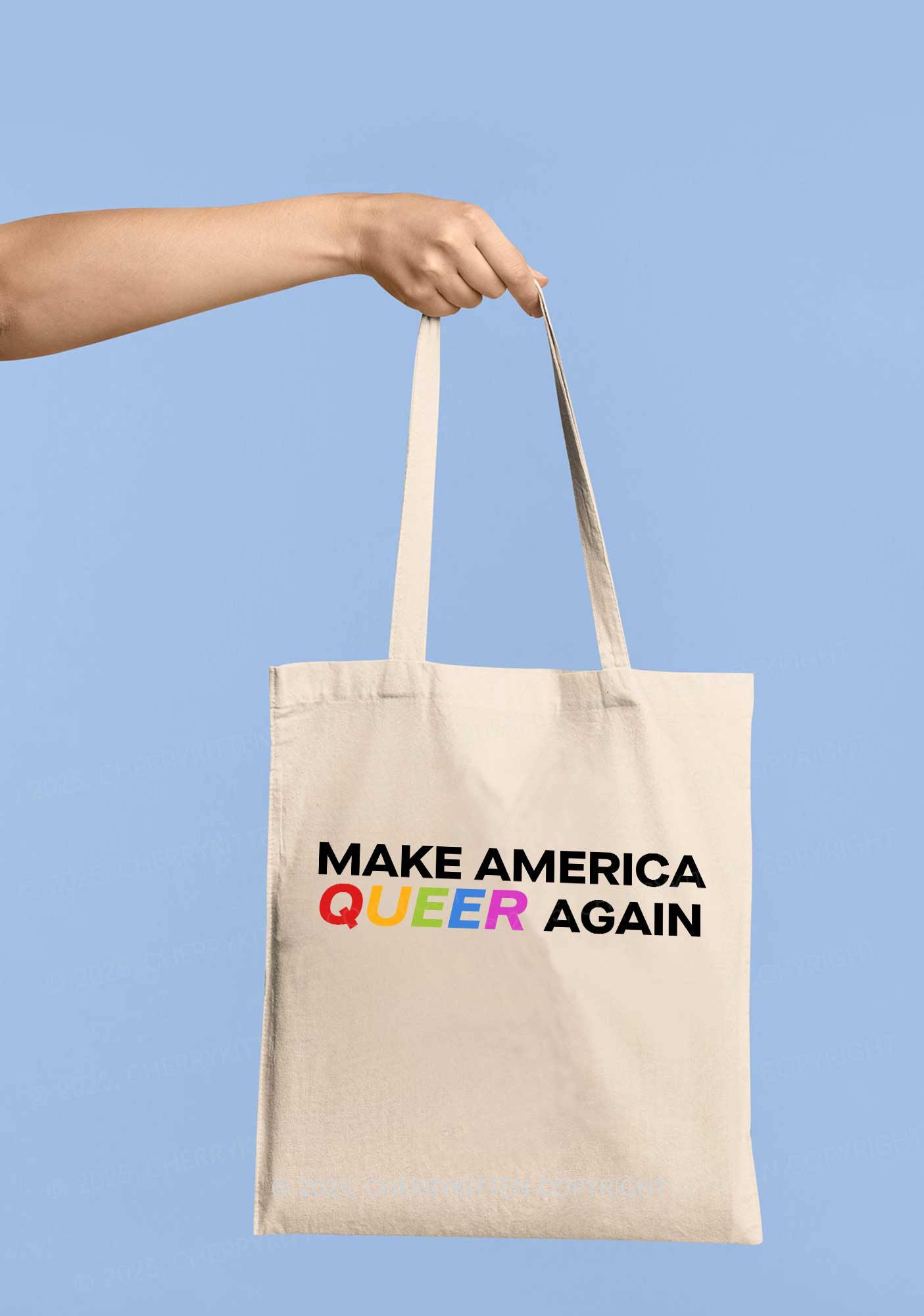 Make America Queer Again Pride Y2K Canvas Tote Bag Cherrykitten