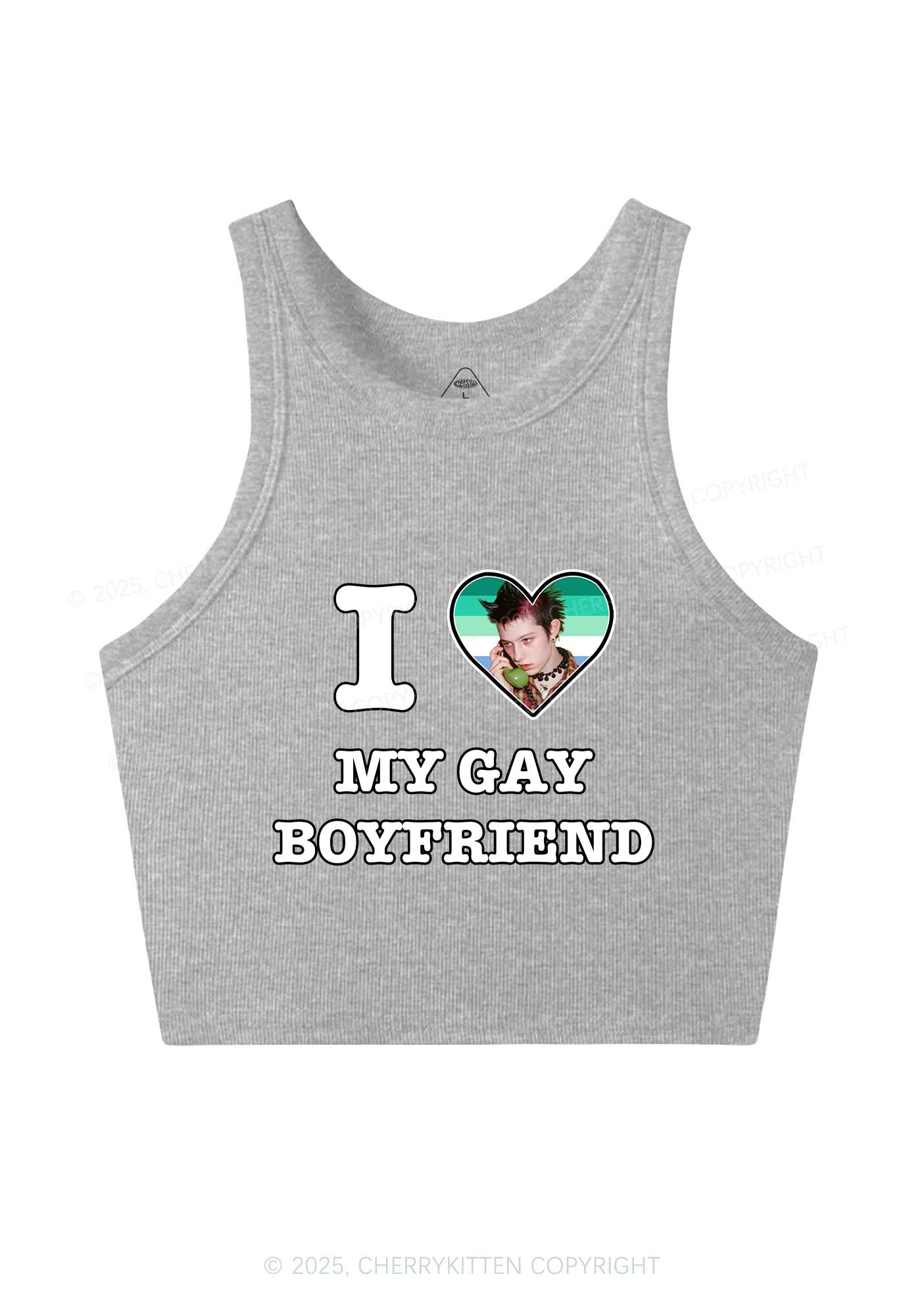 Custom My Gay BF Pride Y2K Crop Tank Top Cherrykitten