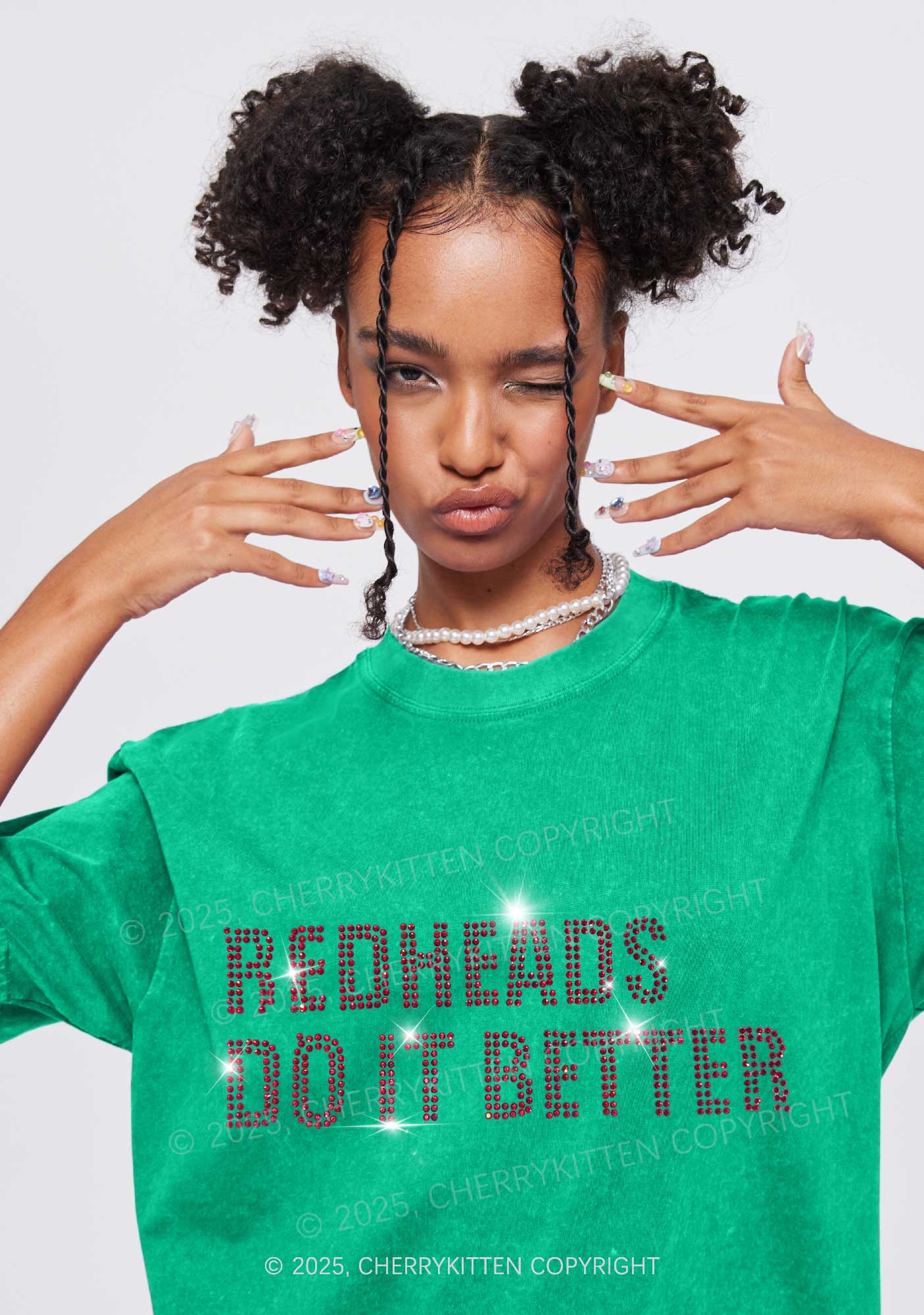 Rhinestone Redheads Do It Better Y2K Shirts Washed Tee Cherrykitten