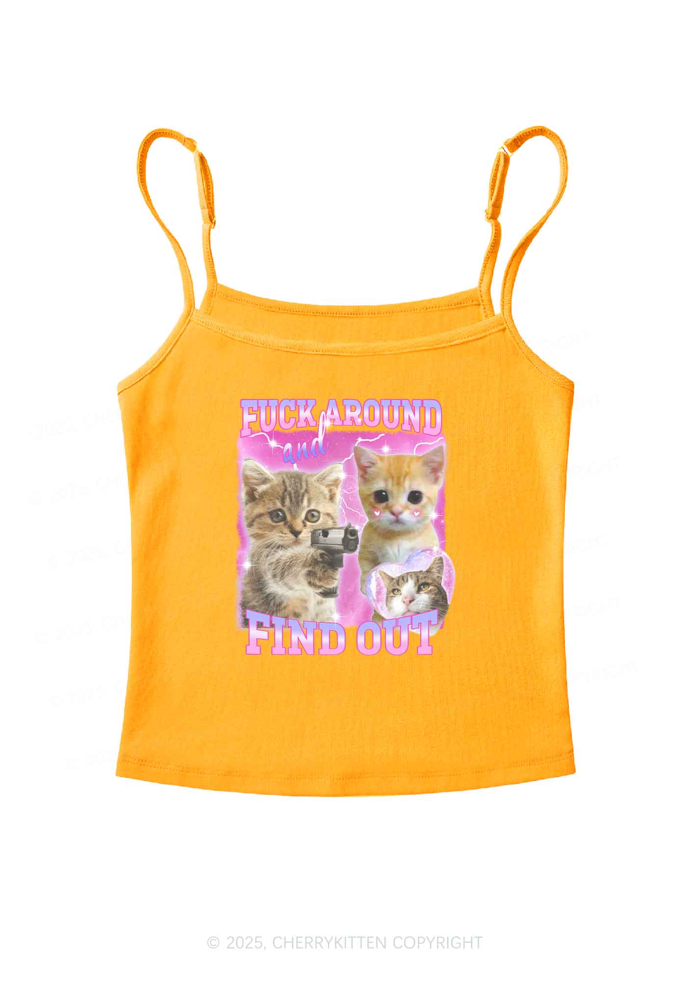 Fxxk Around Cats Y2K Spaghetti Strap Cami Cherrykitten