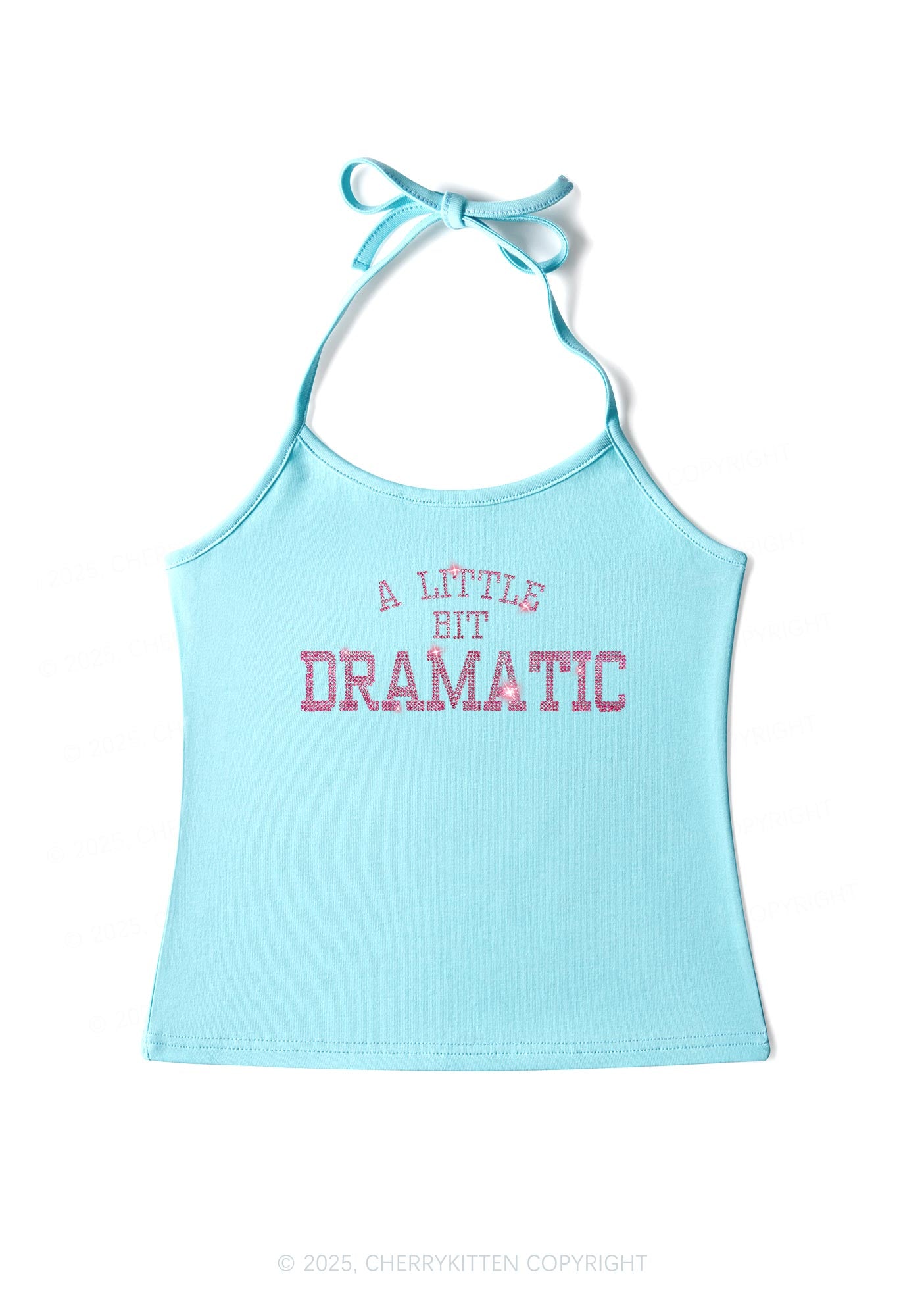 Rhinestone A Little Bit Dramatic Y2K Halter Neck Cami Cherrykitten
